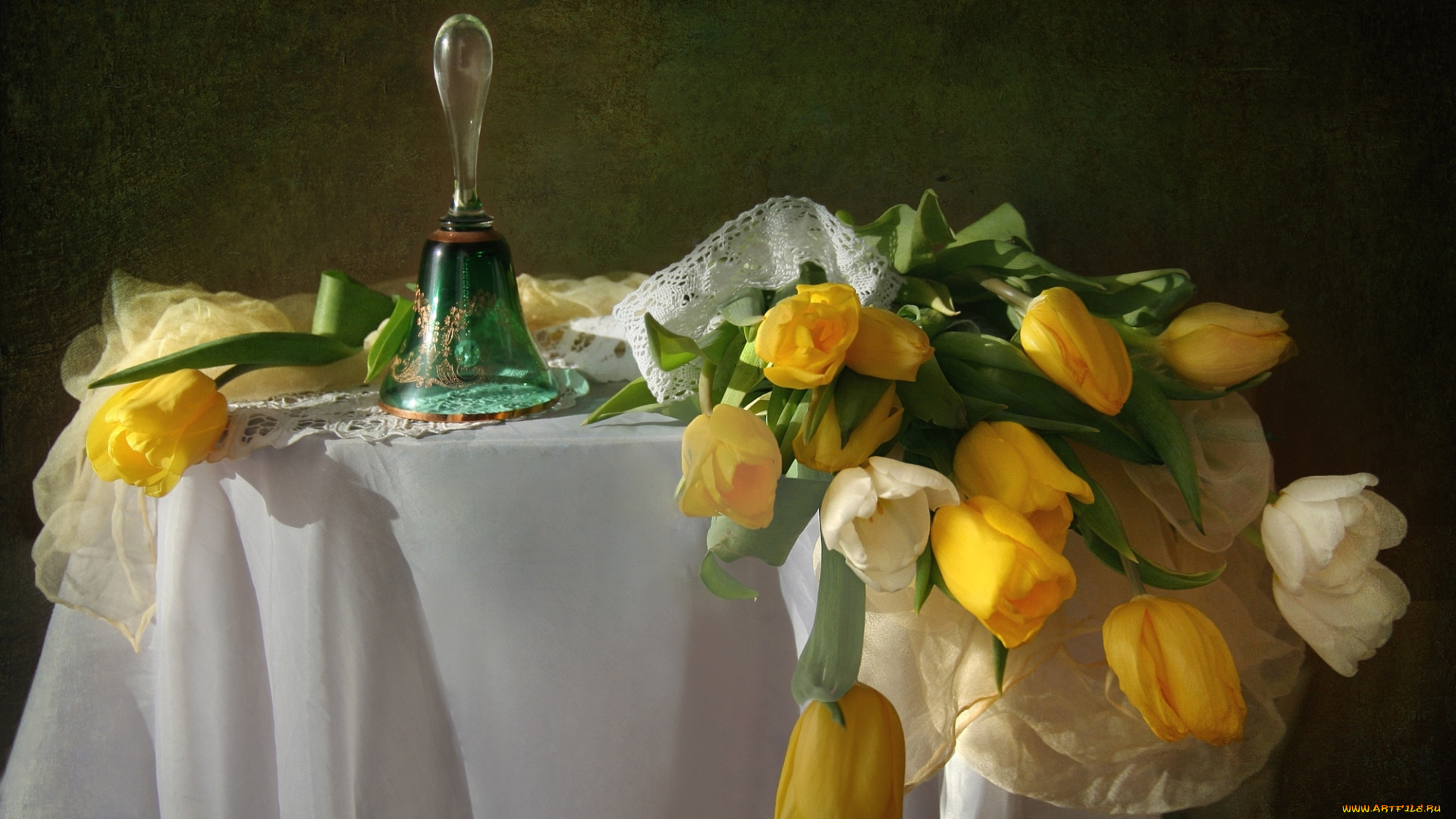 цветы, тюльпаны, колокольчик, букет