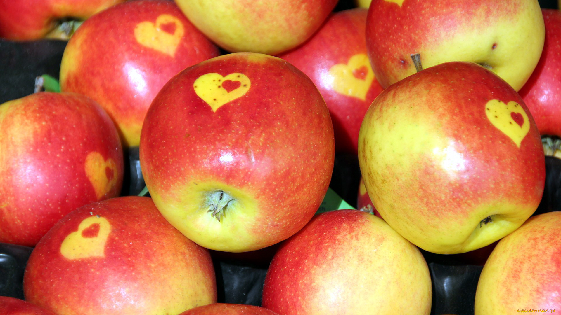 еда, Яблоки, сердечки