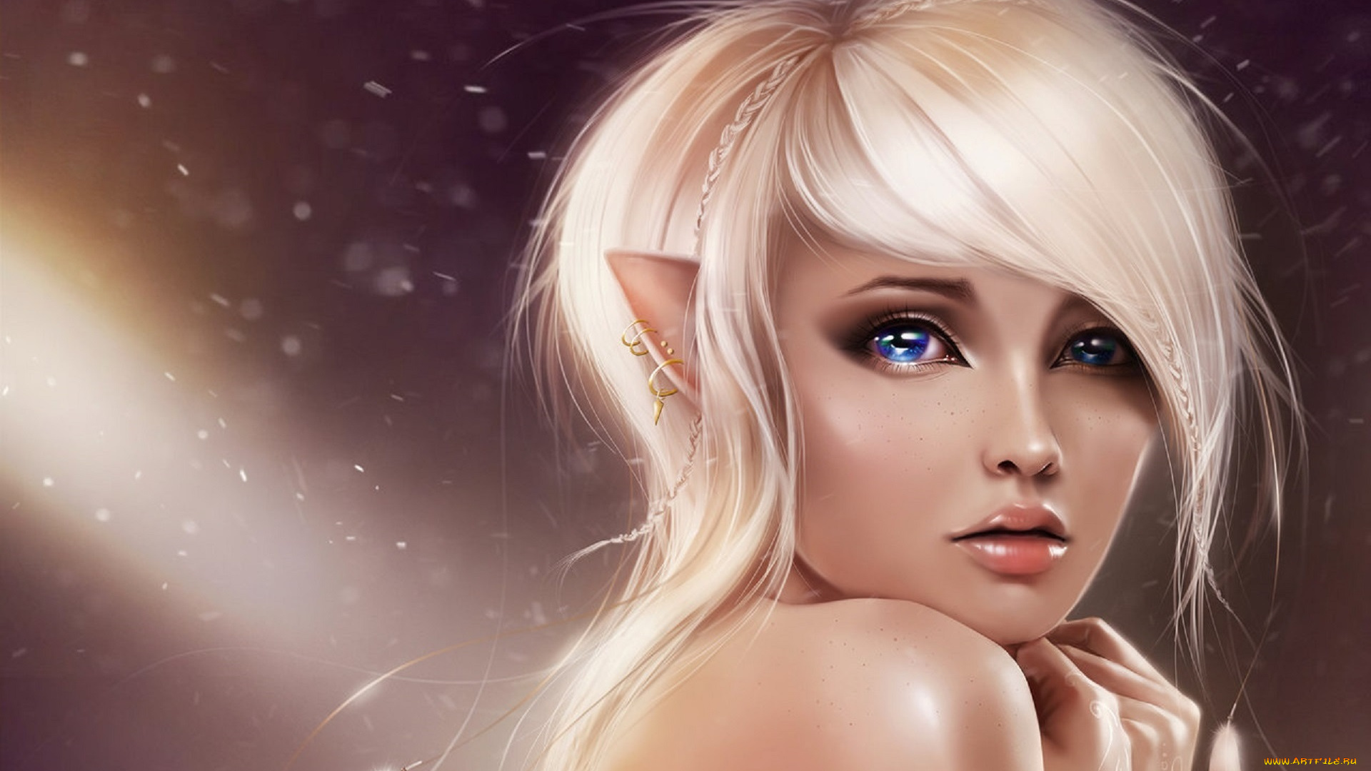 фэнтези, эльфы, девушка, эльфийка, взгляд, лицо, портрет