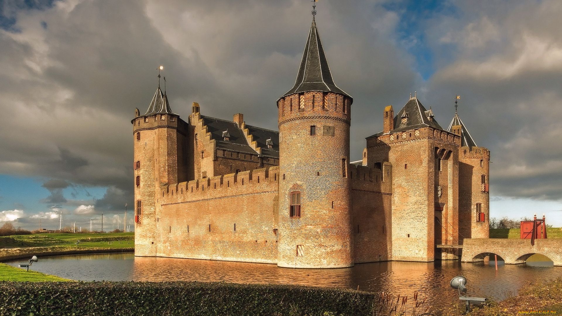 города, -, дворцы, , замки, , крепости, башни, muiderslot, castle, netherlands