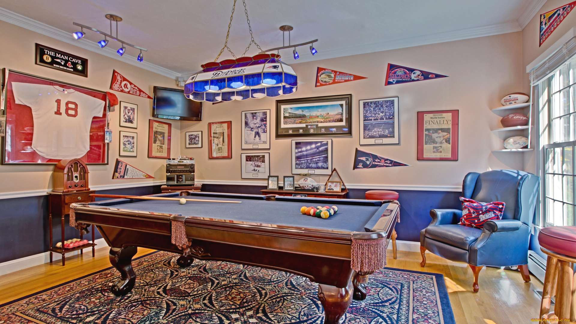 интерьер, бильярдная, бильярд