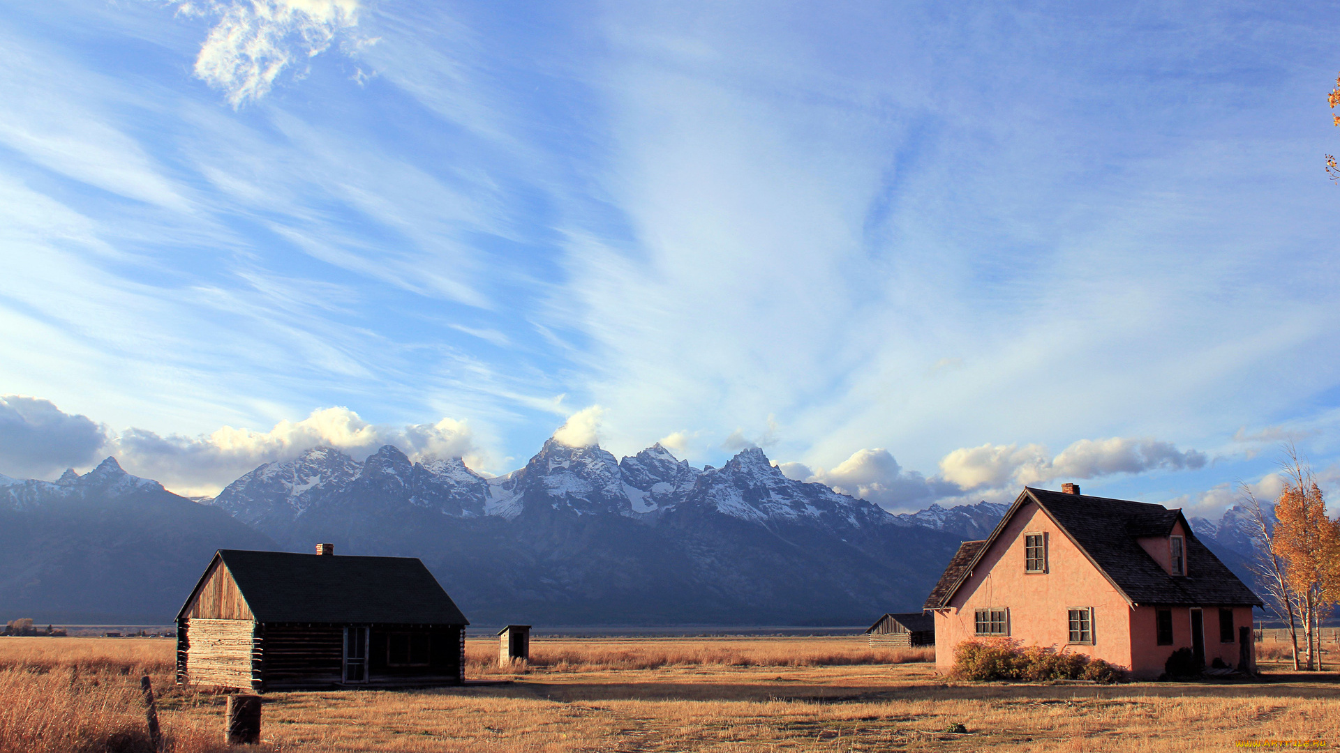 разное, сооружения, , постройки, облака, горы, дома