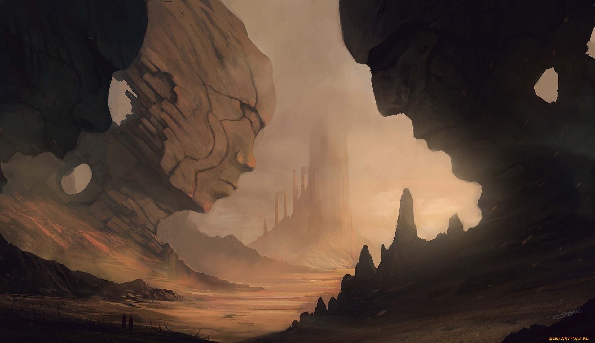 фэнтези, пейзажи, лица, пейзаж, скалы, мир, иной