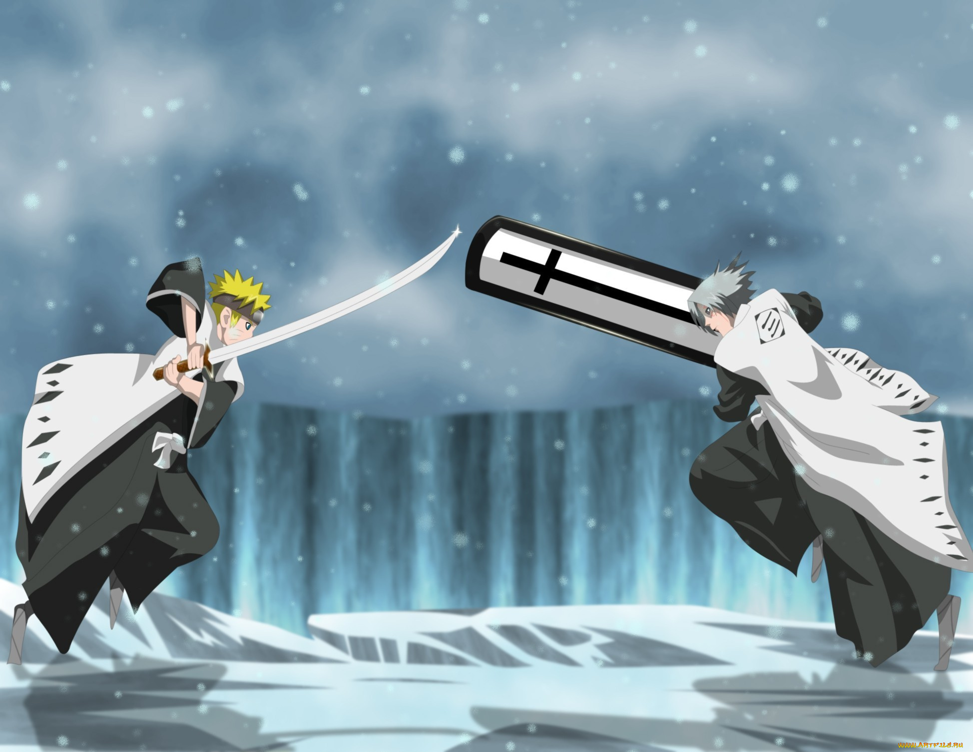 аниме, *unknown, , другое, наруто, блич, бой, арт, мечи, оружие