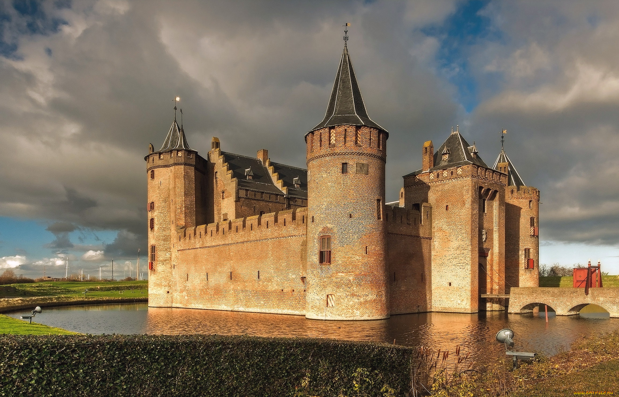 города, -, дворцы, , замки, , крепости, башни, muiderslot, castle, netherlands