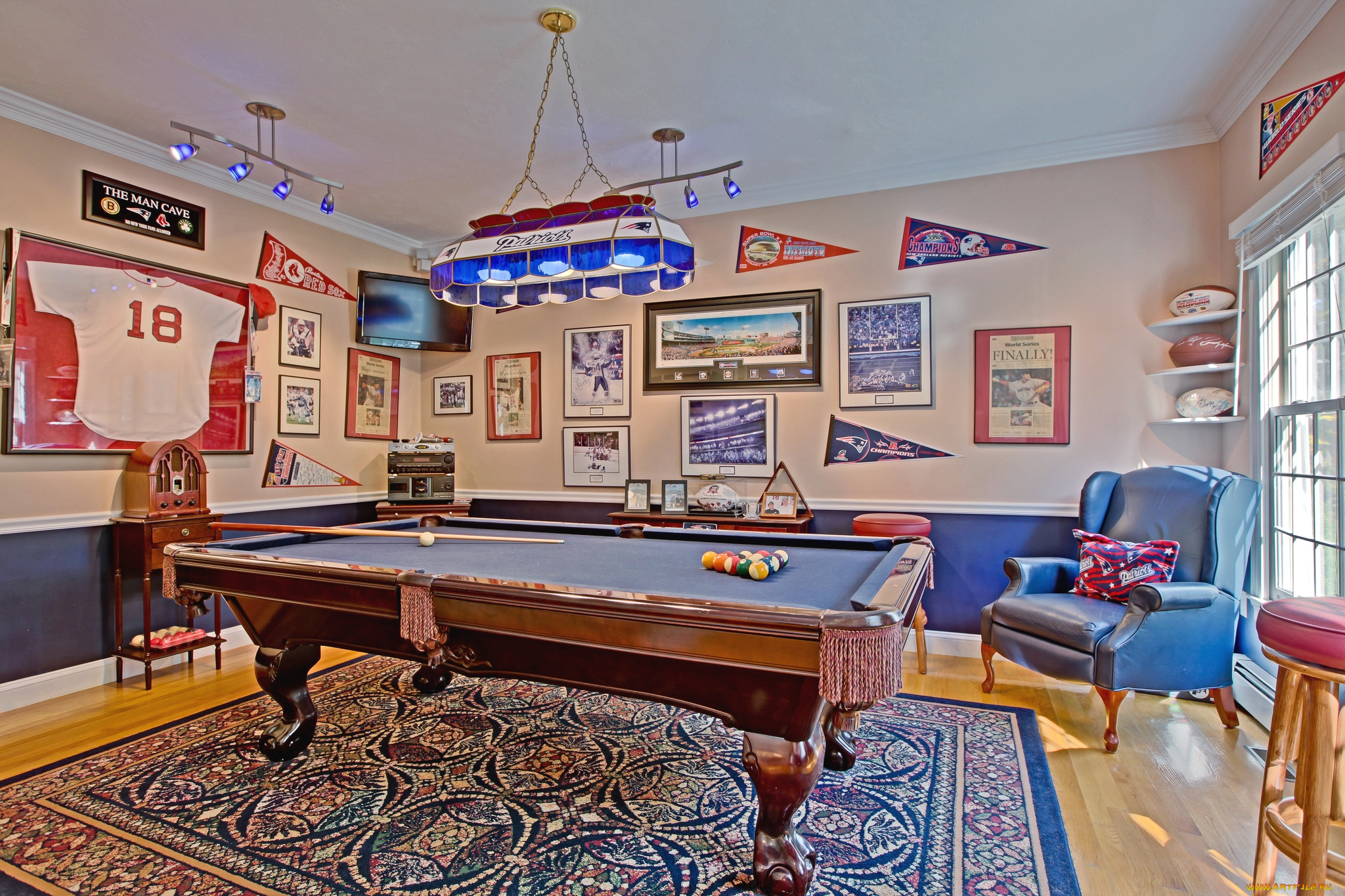 интерьер, бильярдная, бильярд