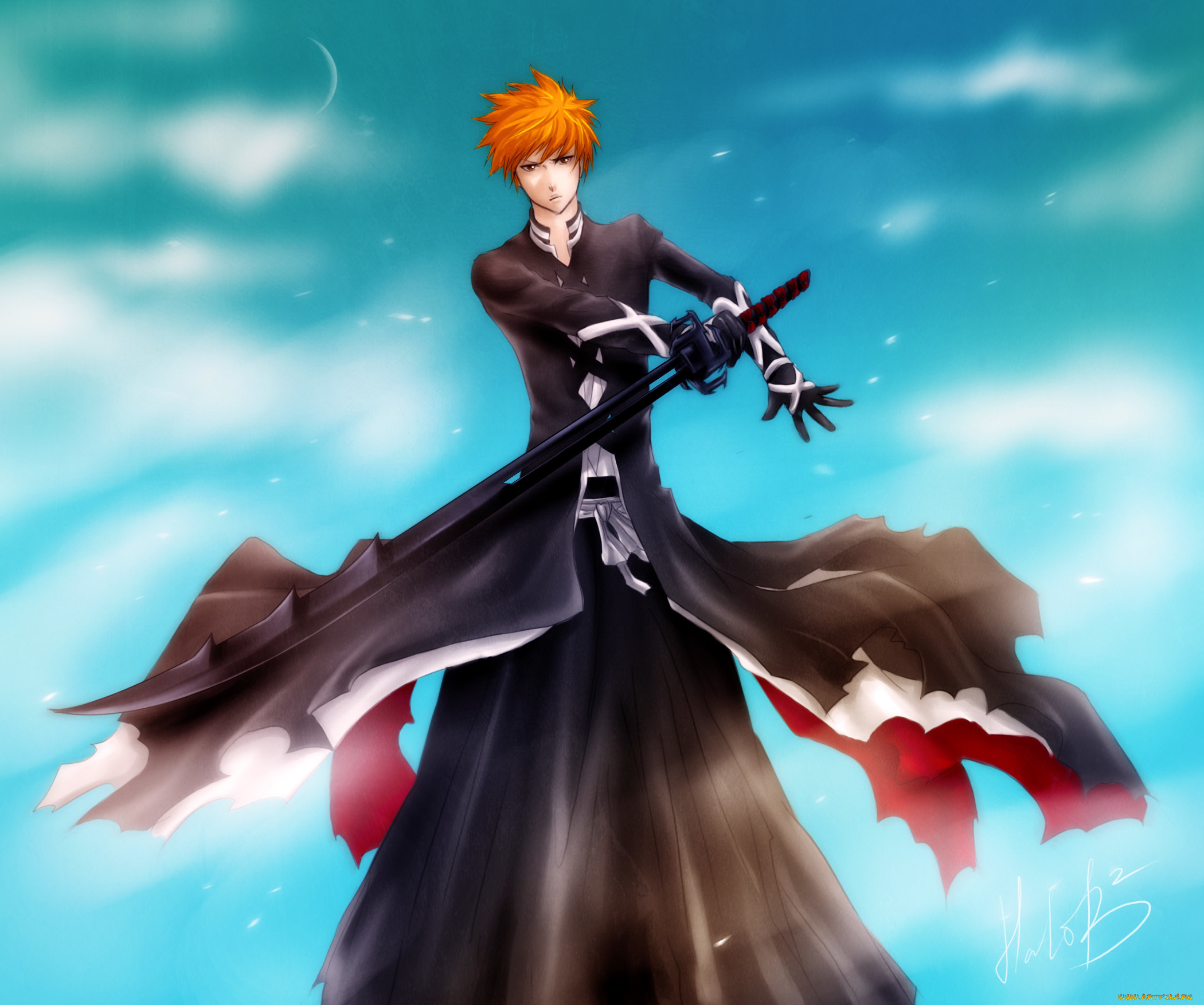 аниме, bleach, ичиго, банкай, шинигами, парень, куросаки