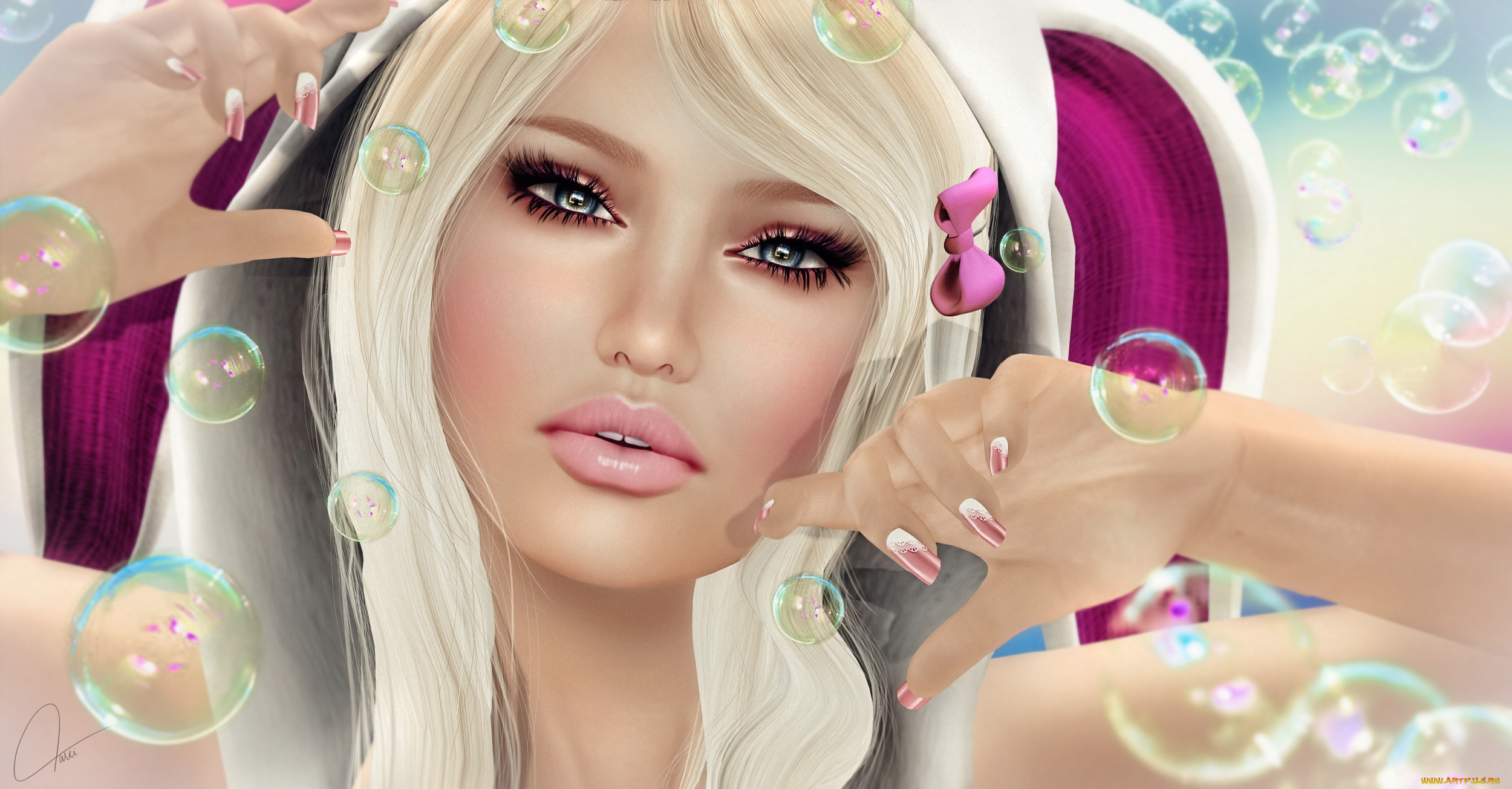 3д, графика, portraits, , портрет, блондинка