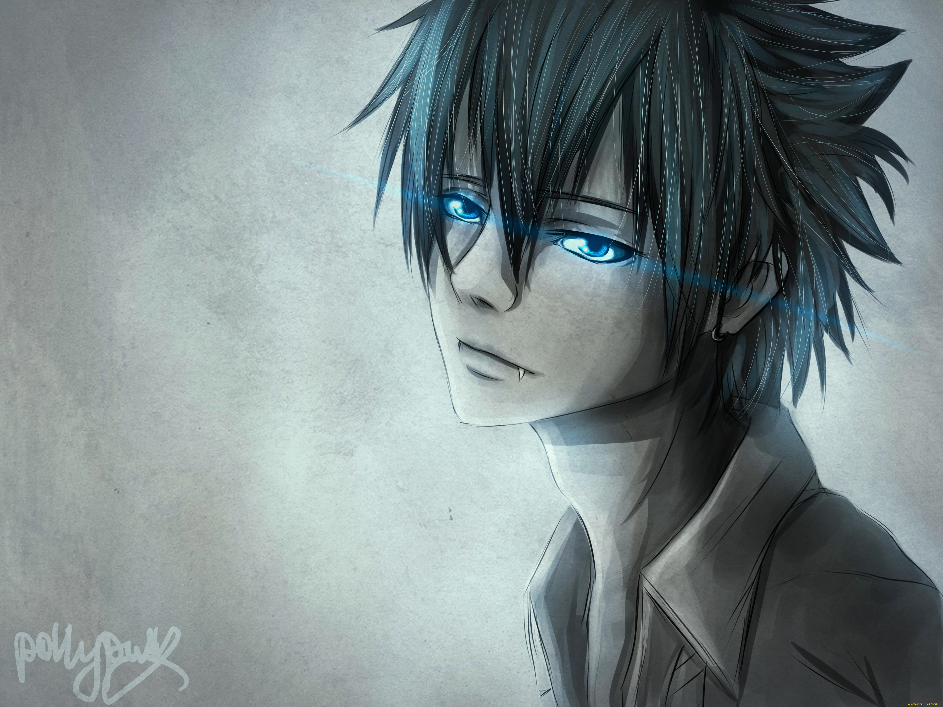 аниме, ao, no, exorcist, арт, брюнет, парень, демон, рин, синий, экзорцист