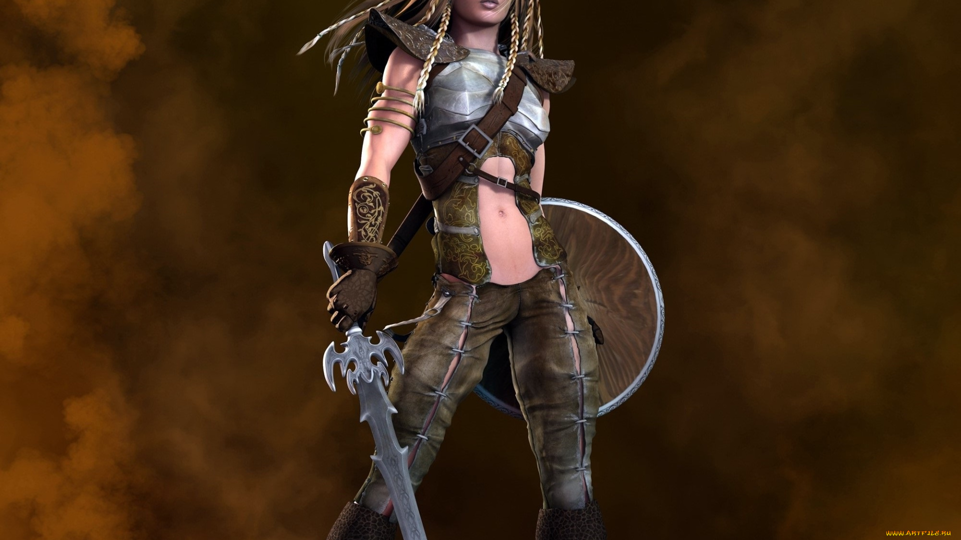 3д, графика, амазонки, , amazon, взгляд, фон, девушка, оружие