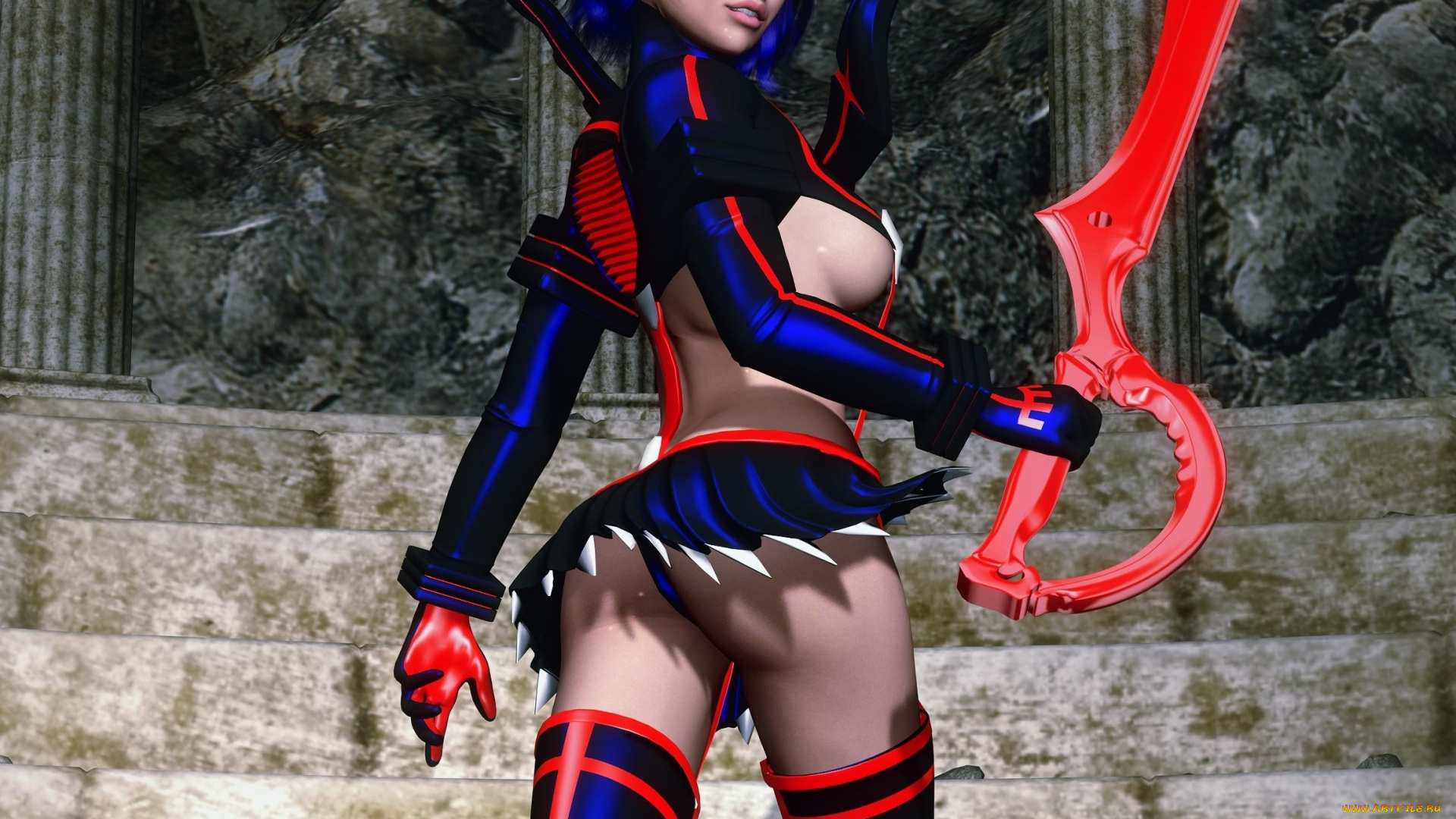 3д, графика, фантазия, , fantasy, фон, взгляд, оружие, девушка