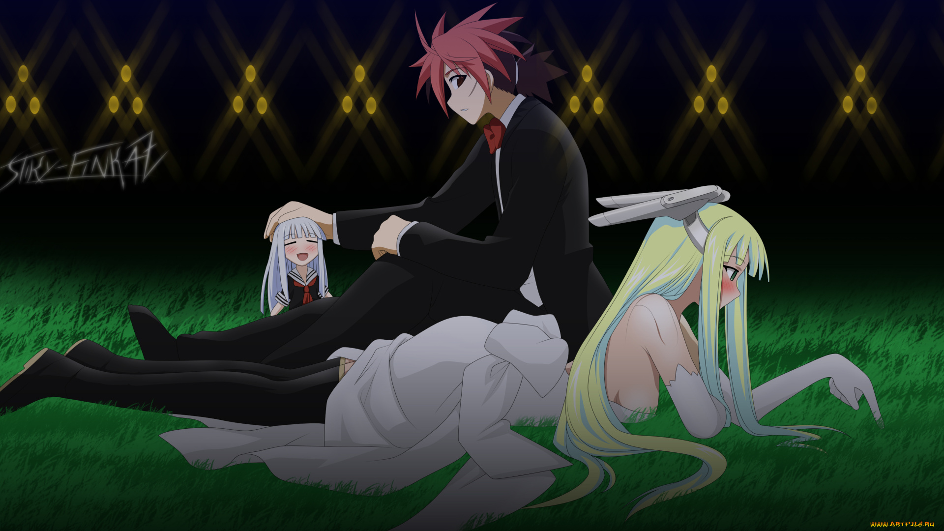 аниме, unknown, , другое, парень, взгляд, фон, девушки