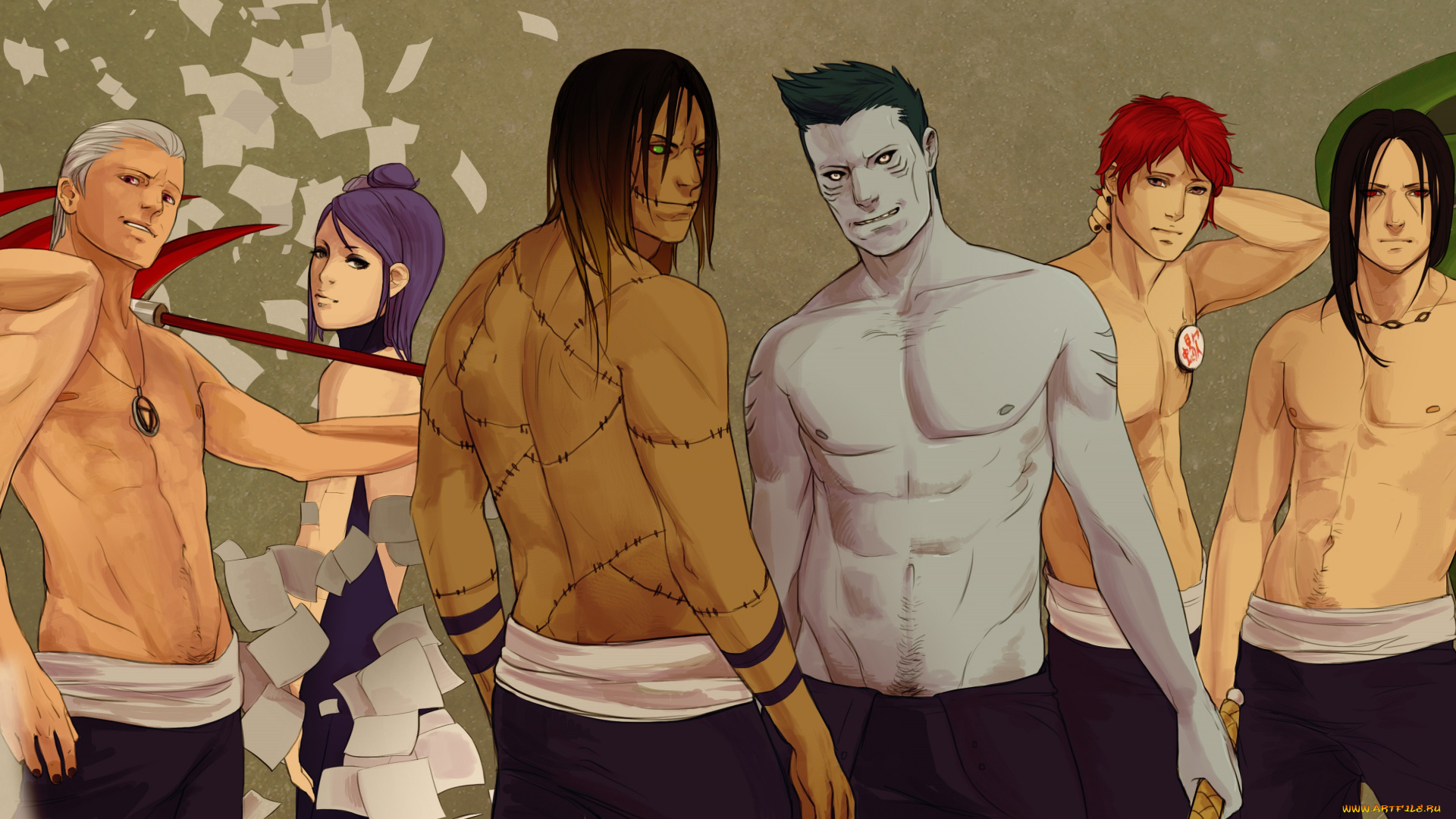 рисованное, -, , , аниме, акатцки, секси, парни, аниме, тоби, учиха, итачи, обито, зетцу, дейдара