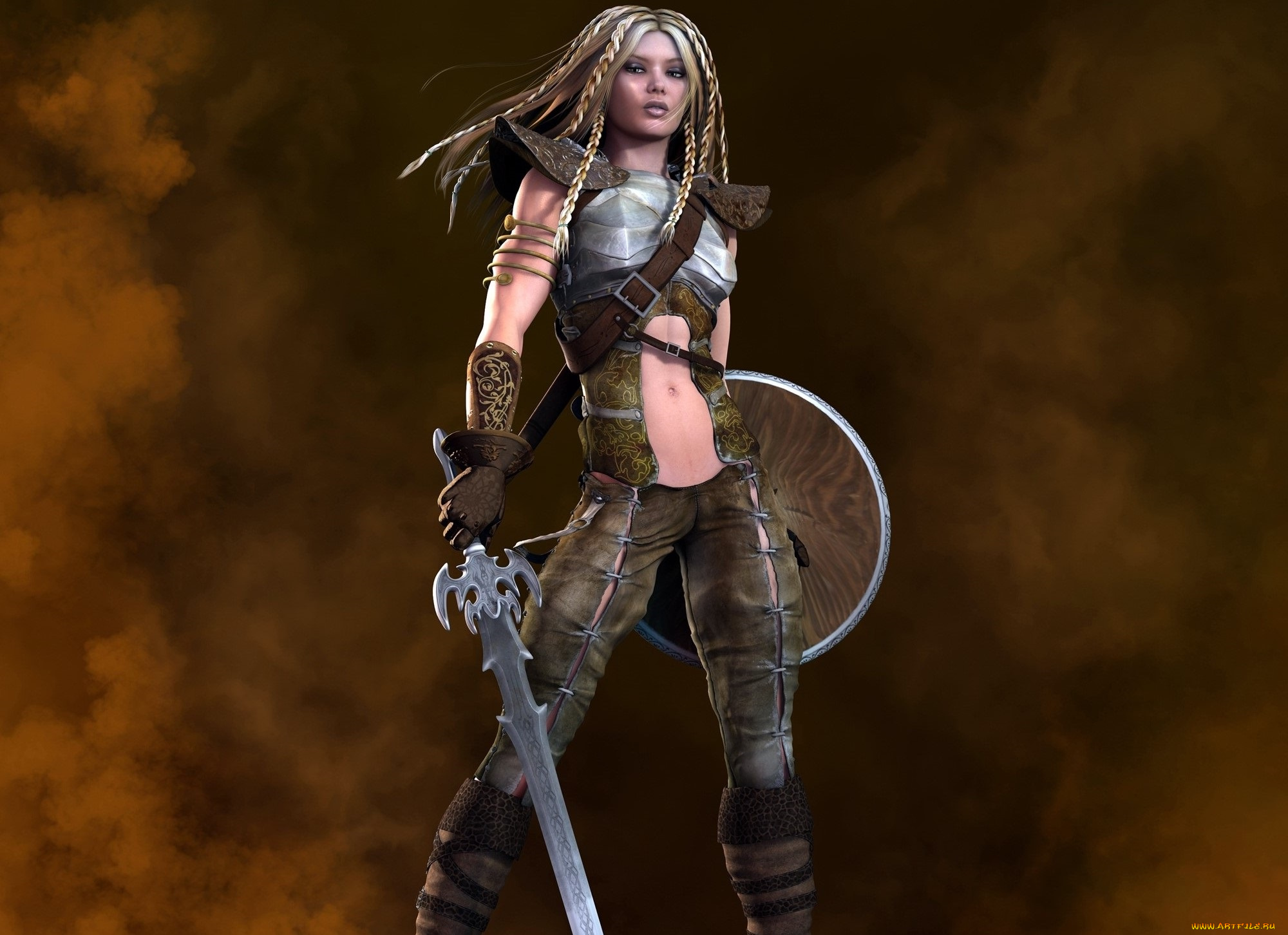 3д, графика, амазонки, , amazon, взгляд, фон, девушка, оружие