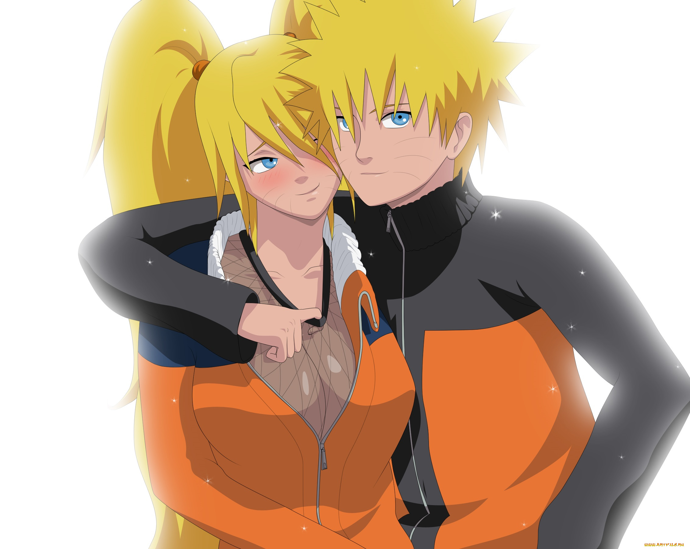 рисованное, -, , , аниме, наруто, мальчик, фон, взгляд, девушка