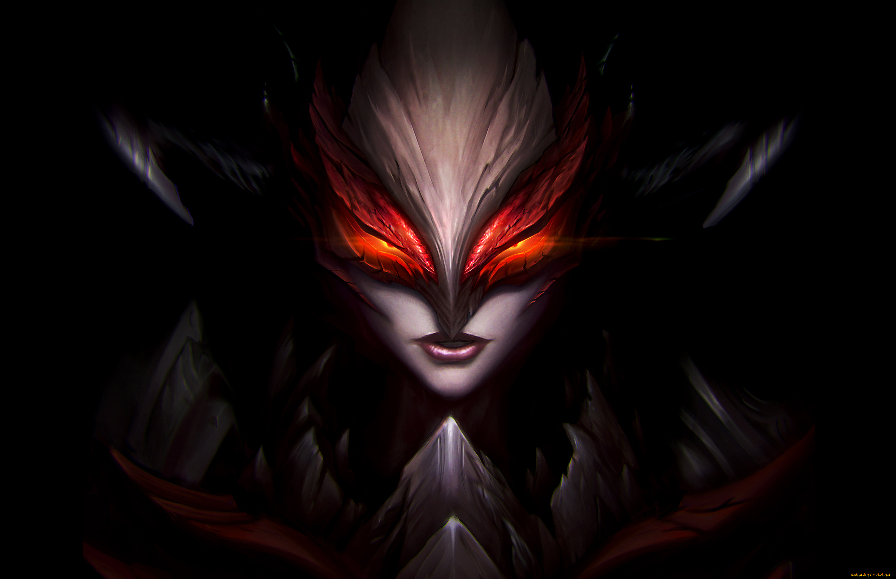 фэнтези, демоны, фантастика, фон, губы, девушка, арт