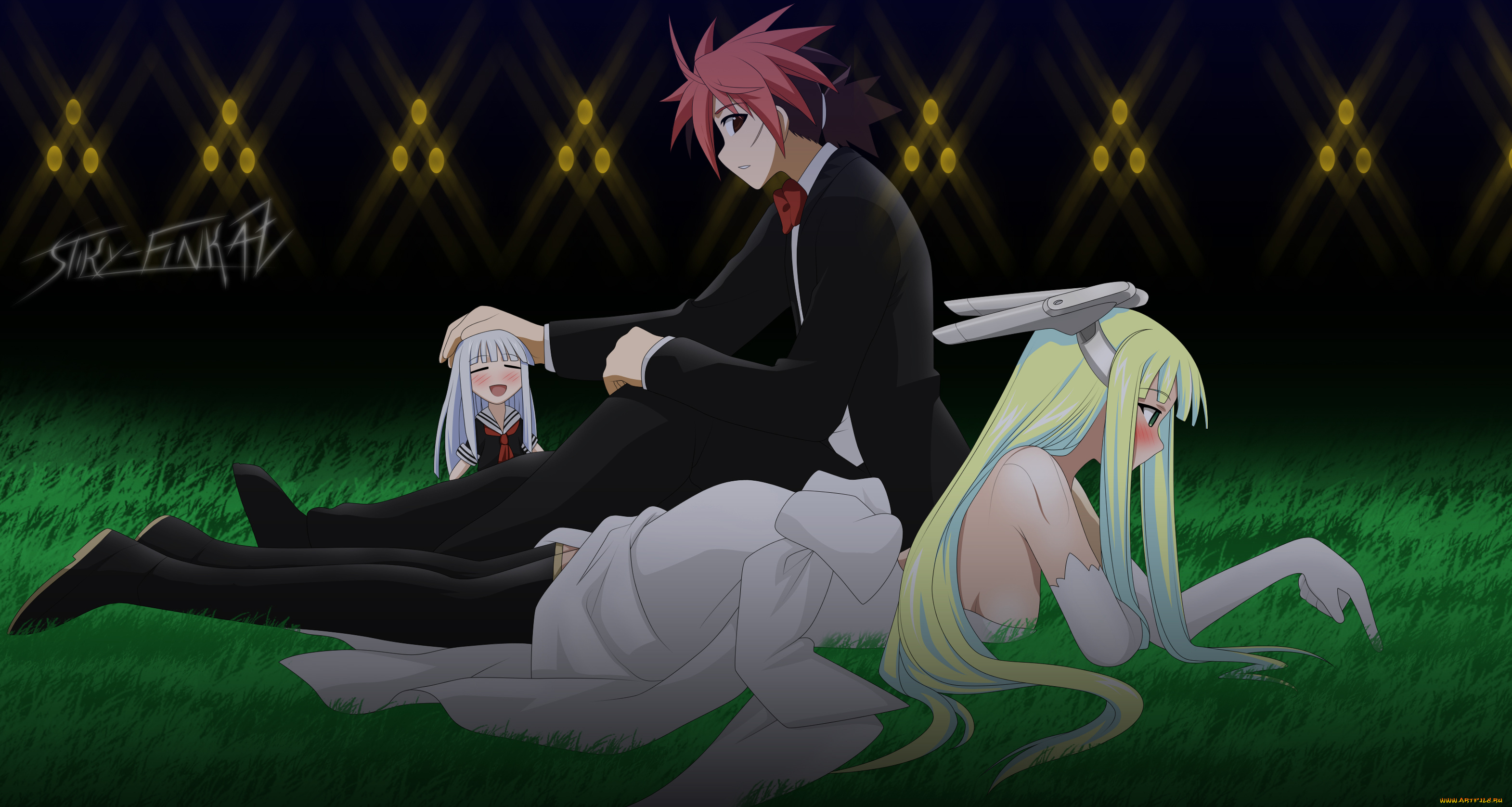 аниме, unknown, , другое, парень, взгляд, фон, девушки