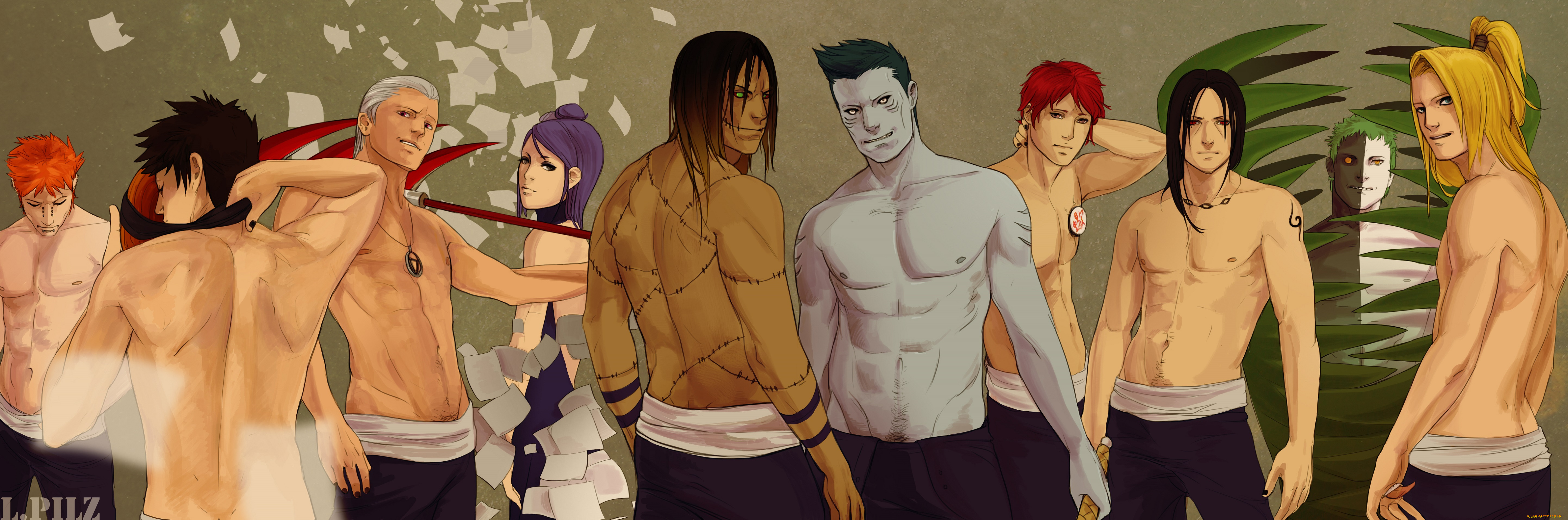 рисованное, -, , , аниме, акатцки, секси, парни, аниме, тоби, учиха, итачи, обито, зетцу, дейдара