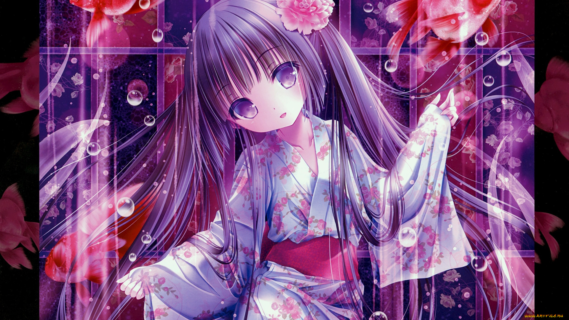 аниме, tinkerbell, , artbook, девочка, рыбки