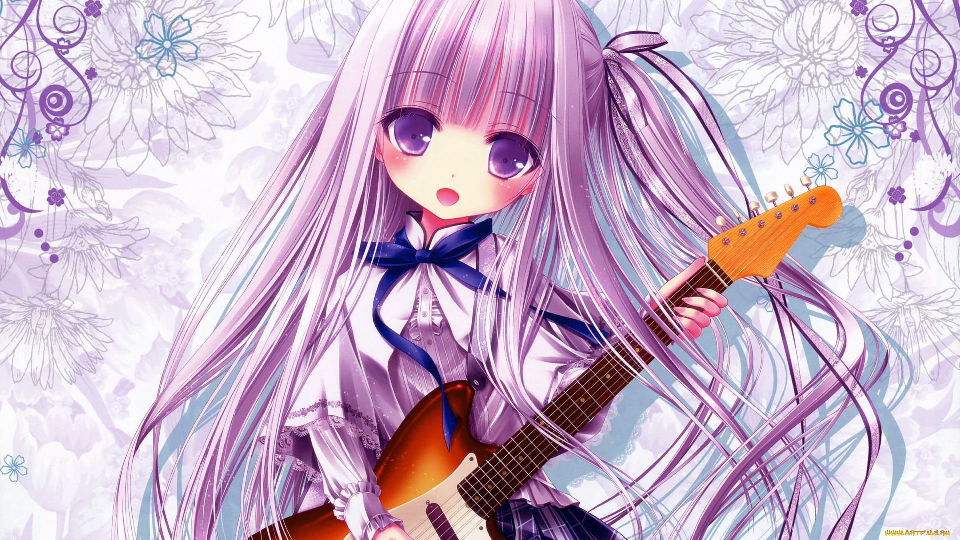 аниме, tinkerbell, , artbook, tenshi, no, three, piece, tinkle, девочка, гитара