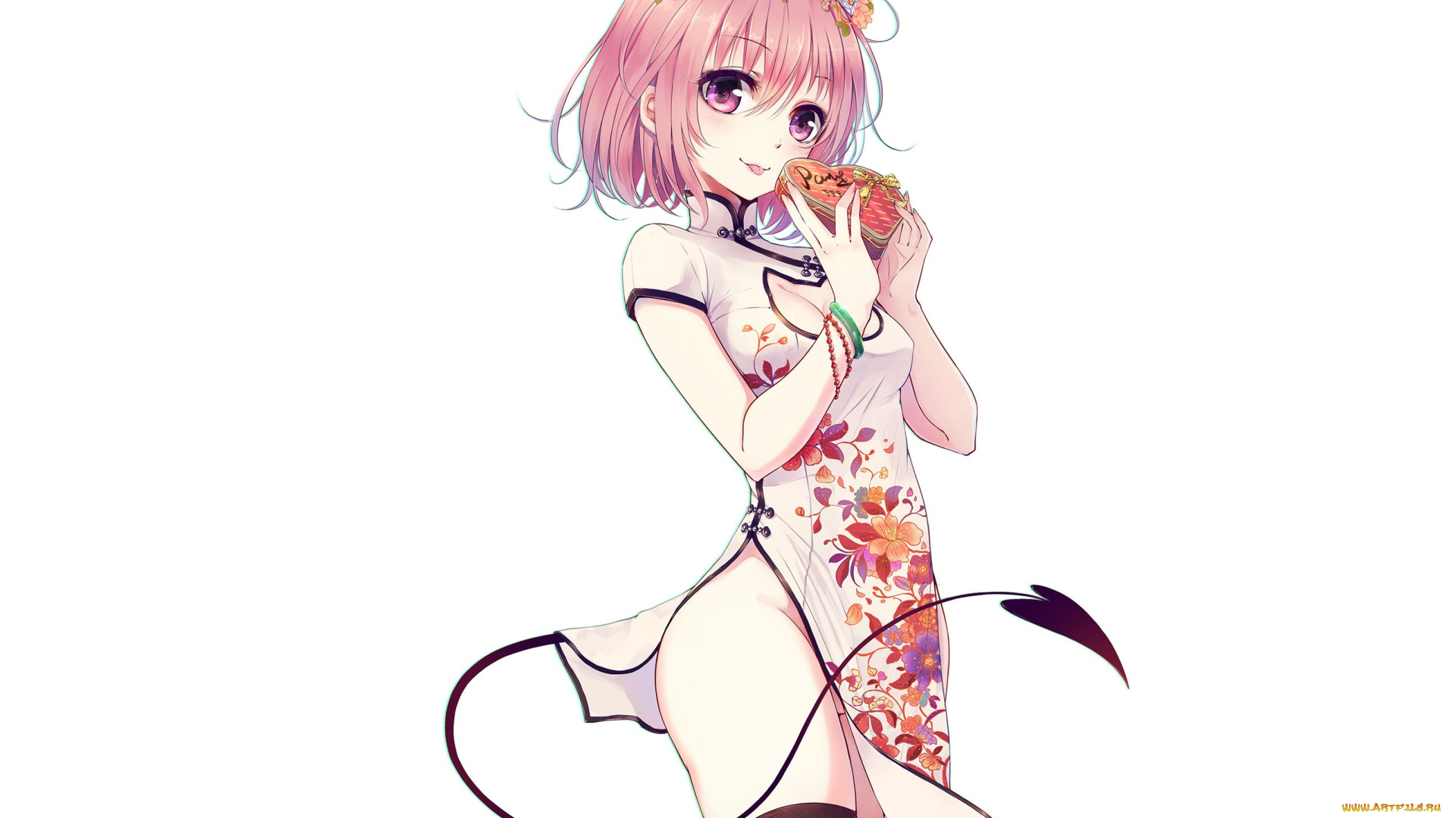 аниме, to, love, ru, хвост, сердце, девушка, арт