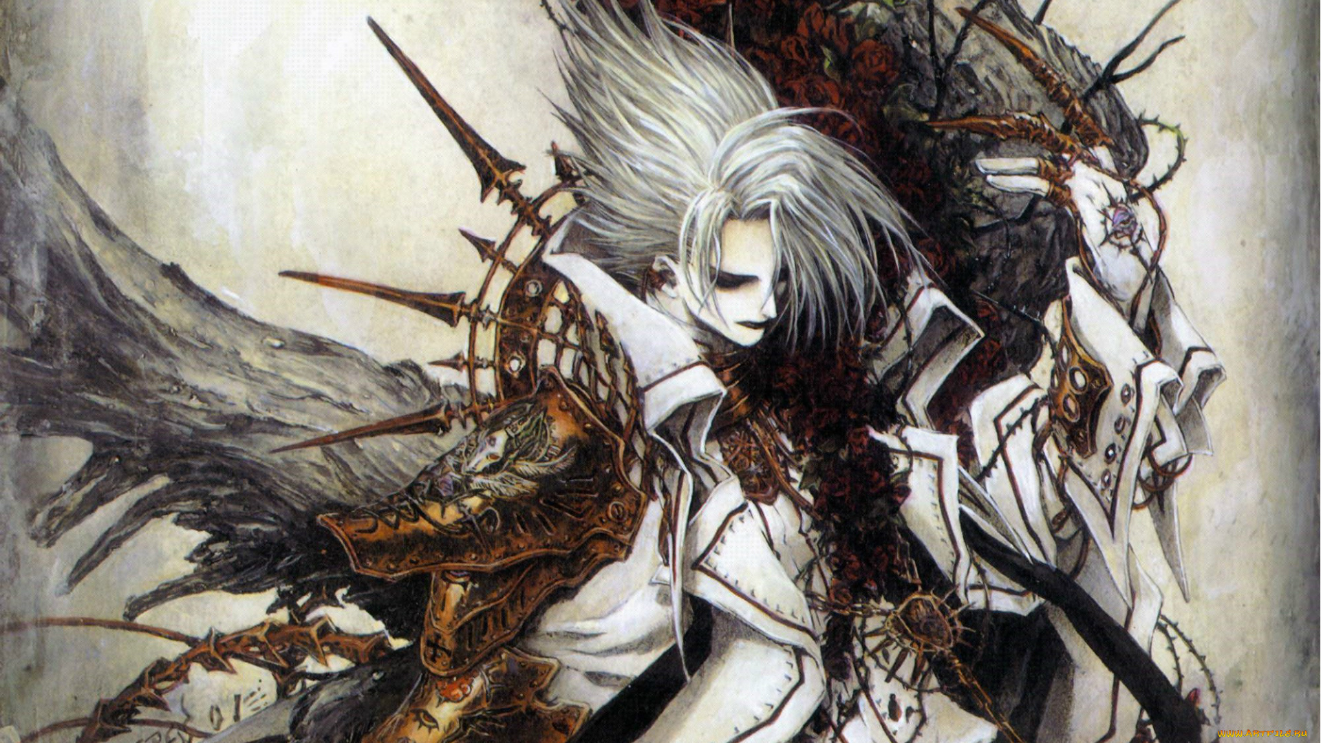 аниме, trinity, blood, избранный, белый, рыцарь, магия, cain, nightroad, кровь, триединства, trinity, blood, когти, щипы, art, shibamoto, thres