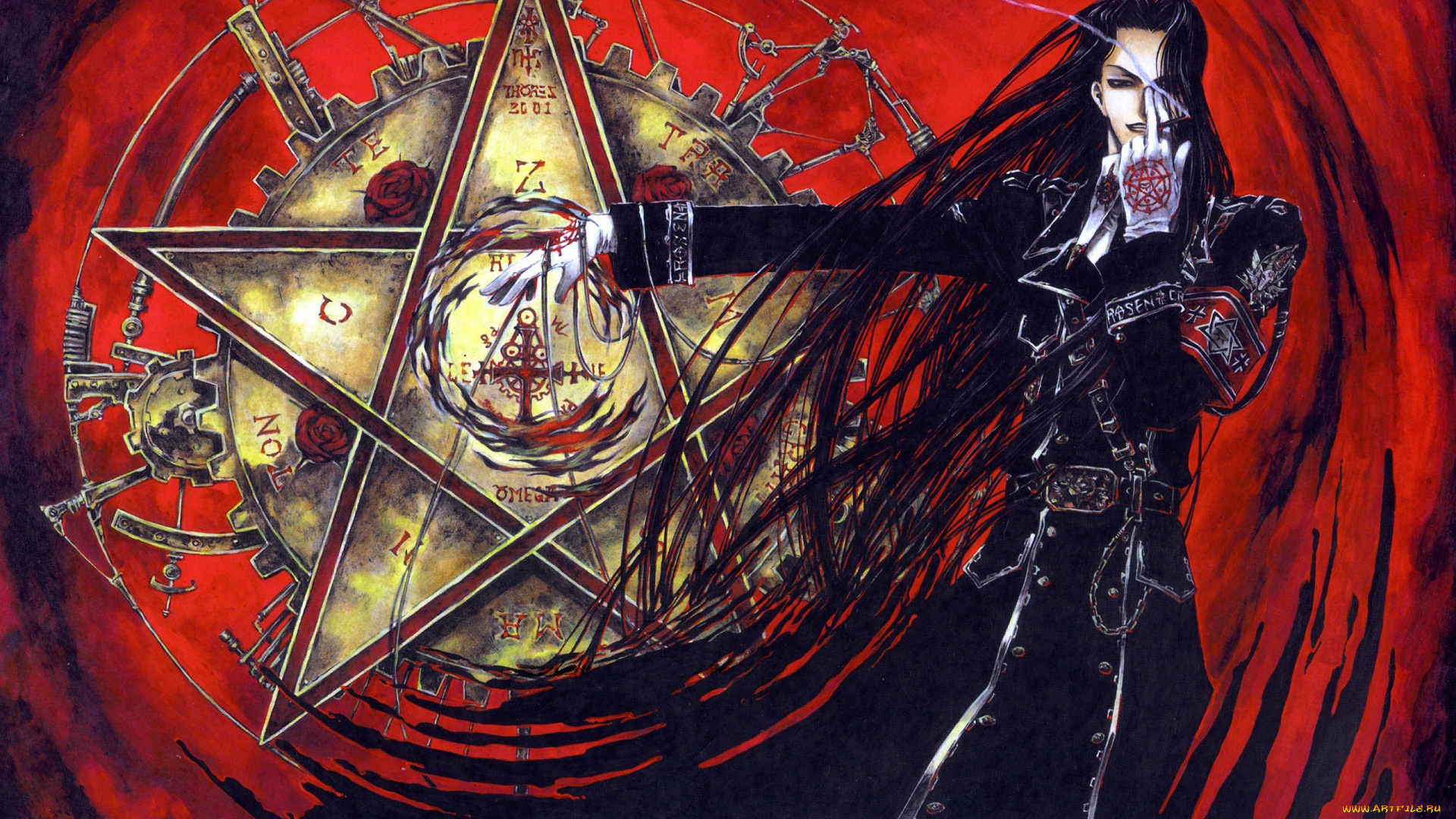 аниме, trinity, blood, кровь, черный, рыцарь, isaak, fernand, von, kampfer, пентаграмма, черная, магия, избранный, art, kiyo, kyujyo, триединства, trinity, blood, мистика, заклинание