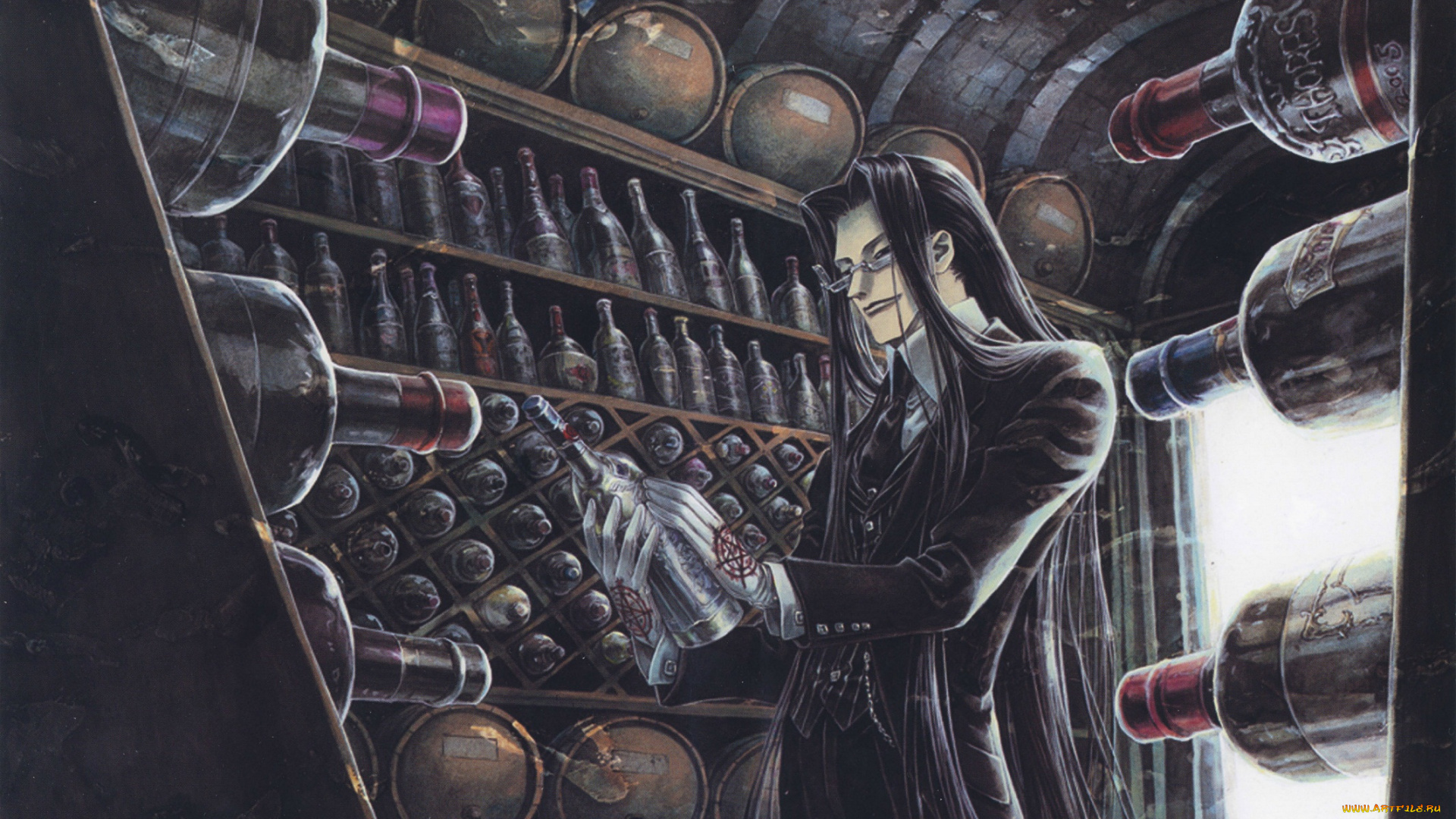 аниме, trinity, blood, погреб, isaak, fernand, von, kampfer, кровь, триединства, art, kiyo, kyujyo, вампир, яд, trinity, blood, черный, рыцарь