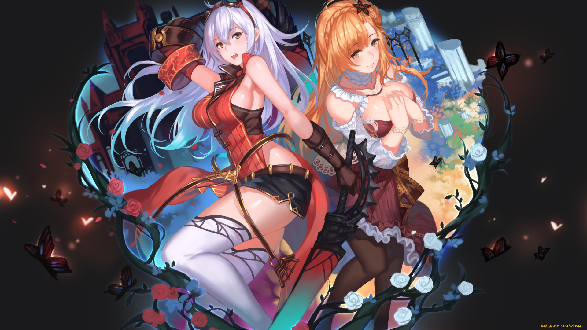 аниме, unknown, , другое, взгляд, девушки, фон