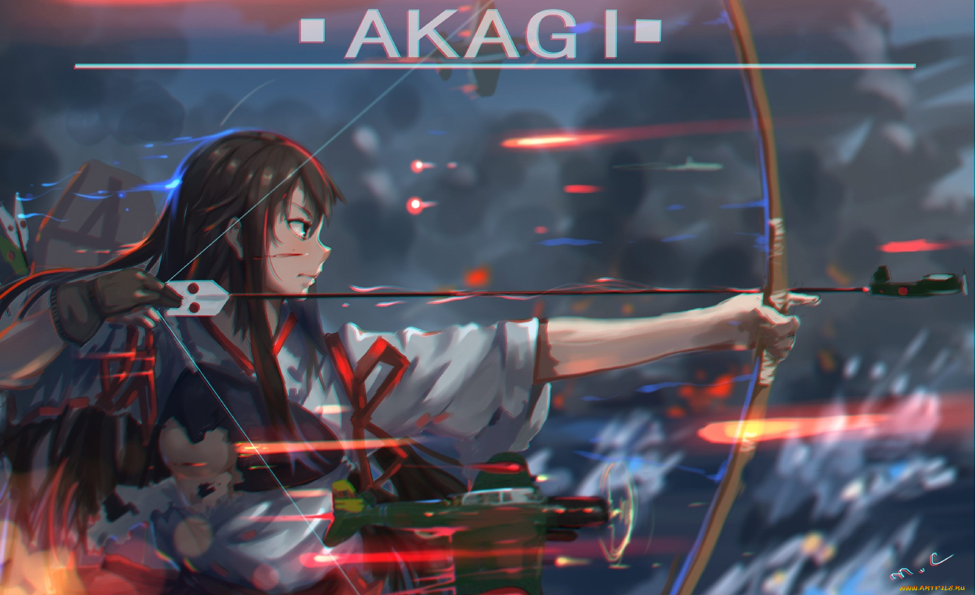 аниме, kantai, collection, magic, artist, kancolle, akagi, kantai, collection