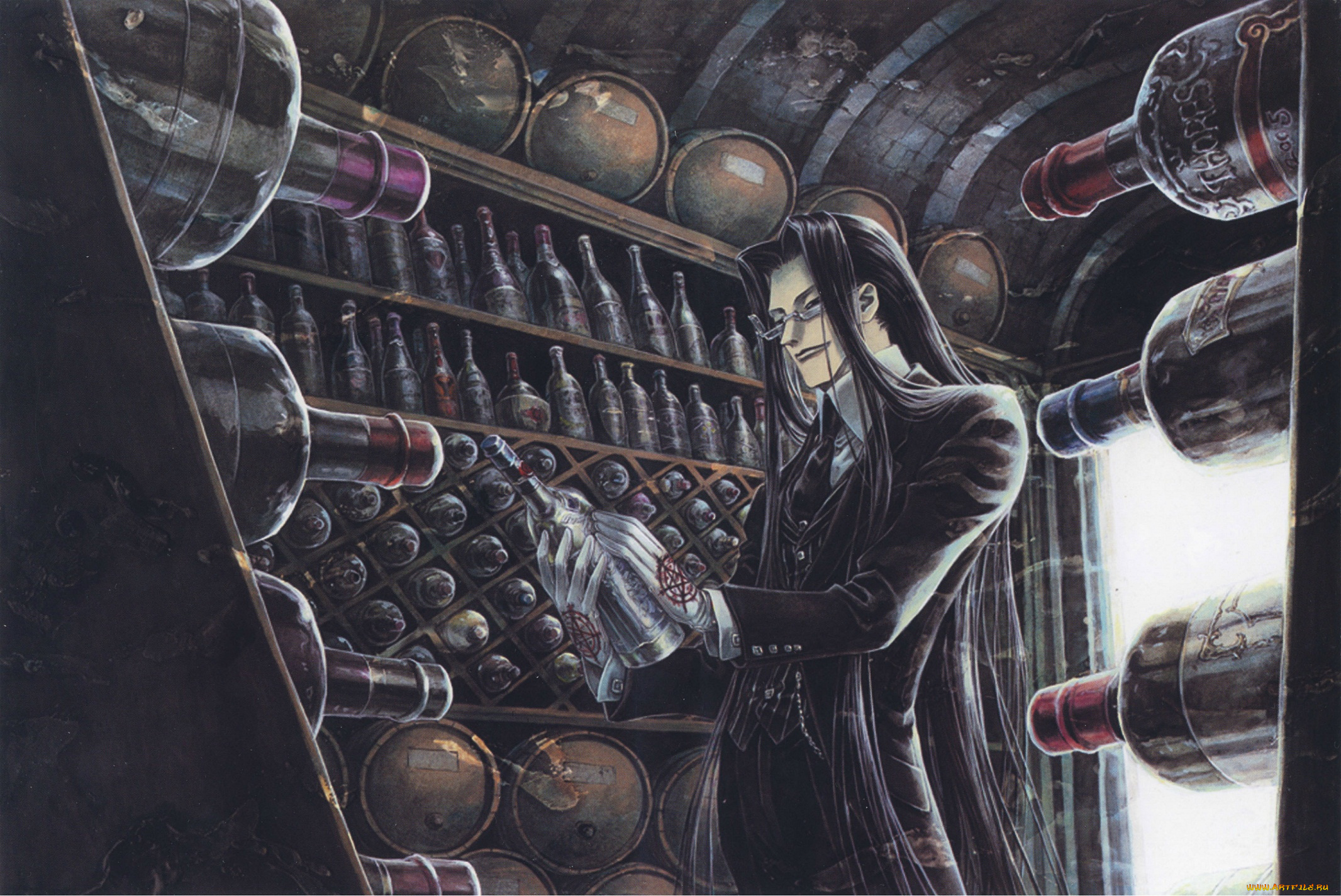 аниме, trinity, blood, погреб, isaak, fernand, von, kampfer, кровь, триединства, art, kiyo, kyujyo, вампир, яд, trinity, blood, черный, рыцарь