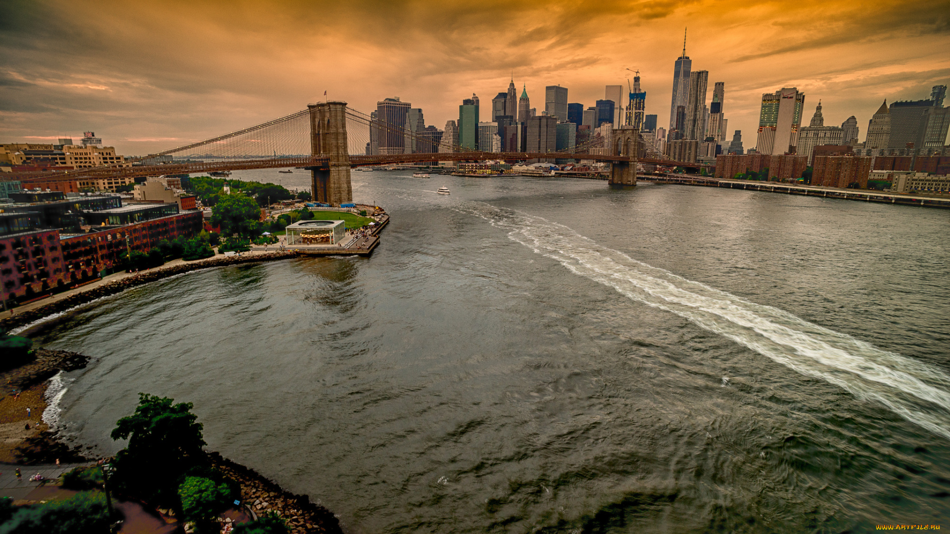 brooklyn, bridge, города, нью-йорк, , сша, пролив, мост