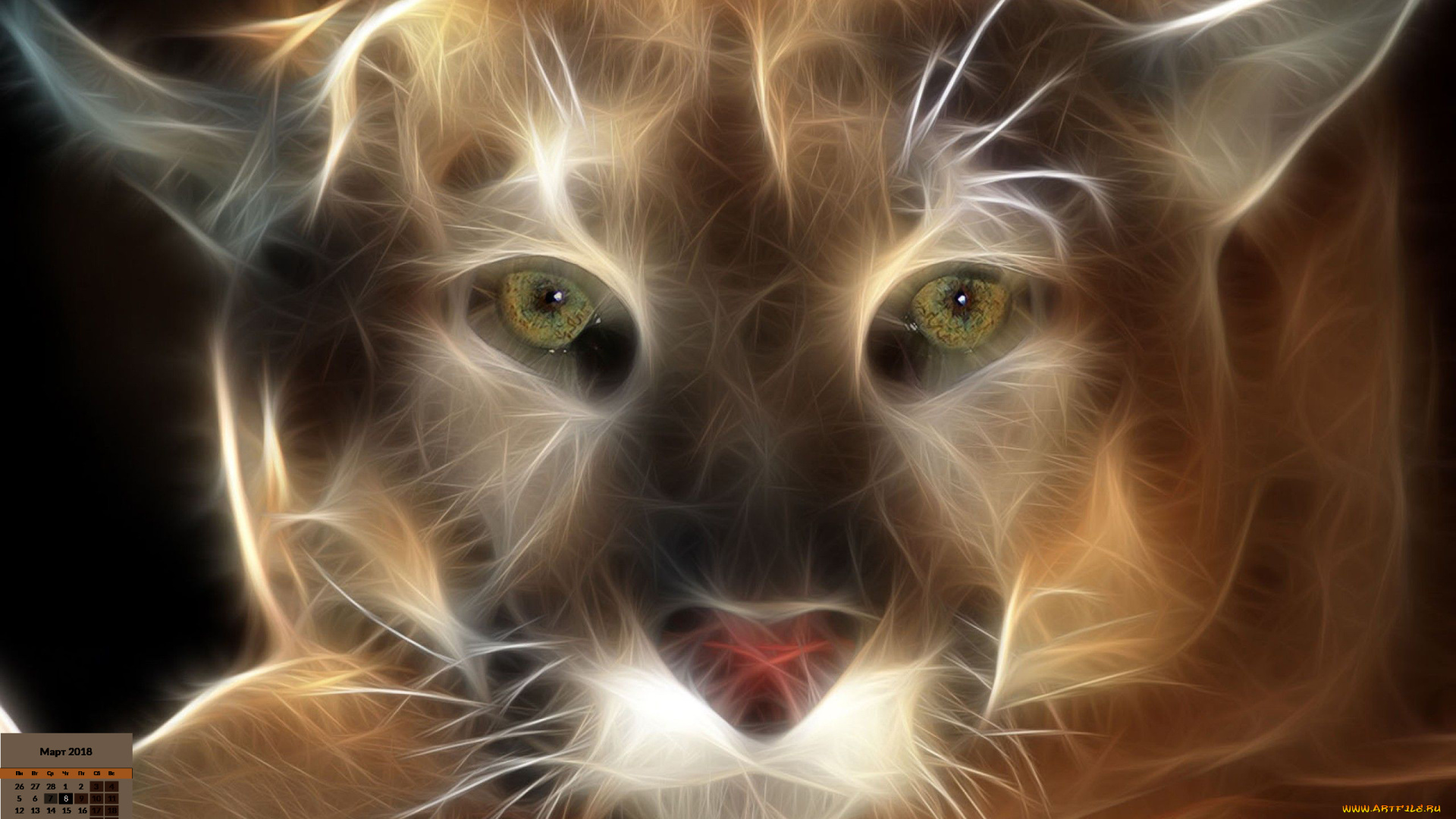 календари, рисованные, , векторная, графика, пума, взгляд, морда