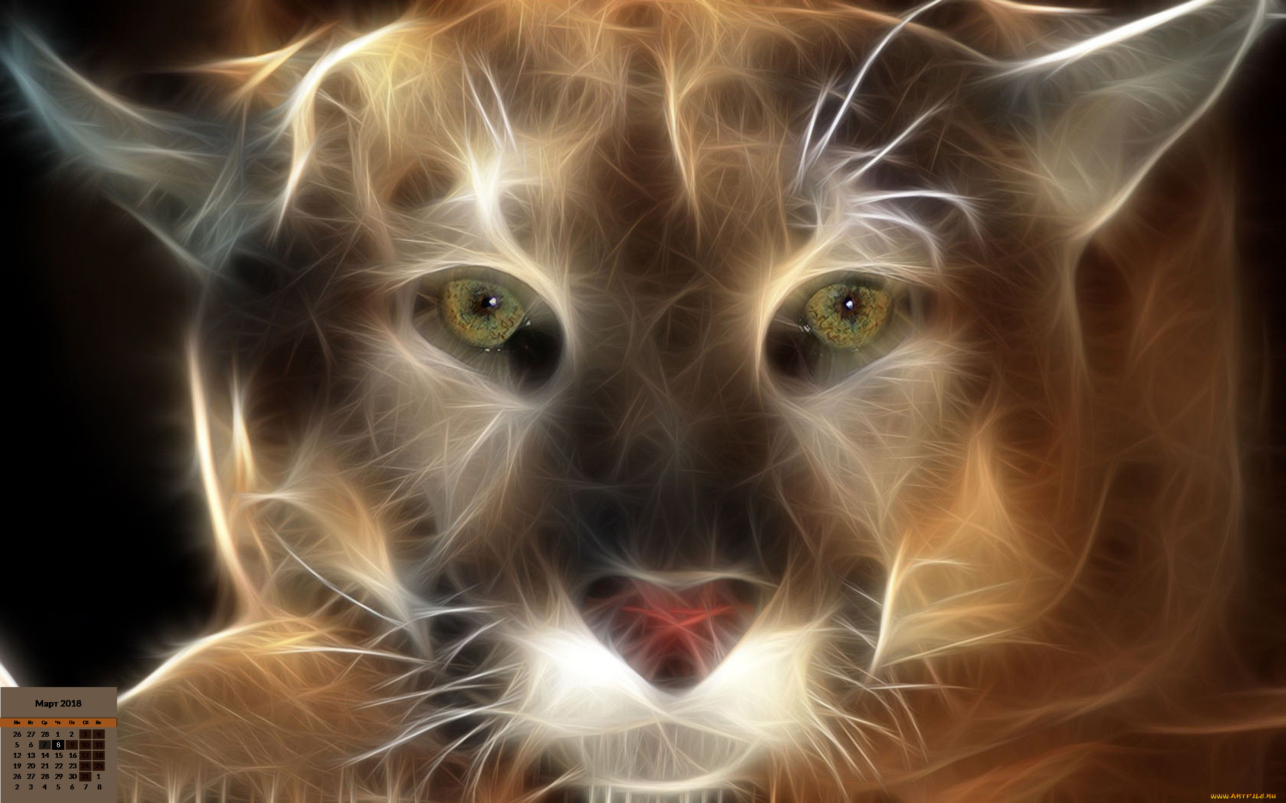 календари, рисованные, , векторная, графика, пума, взгляд, морда