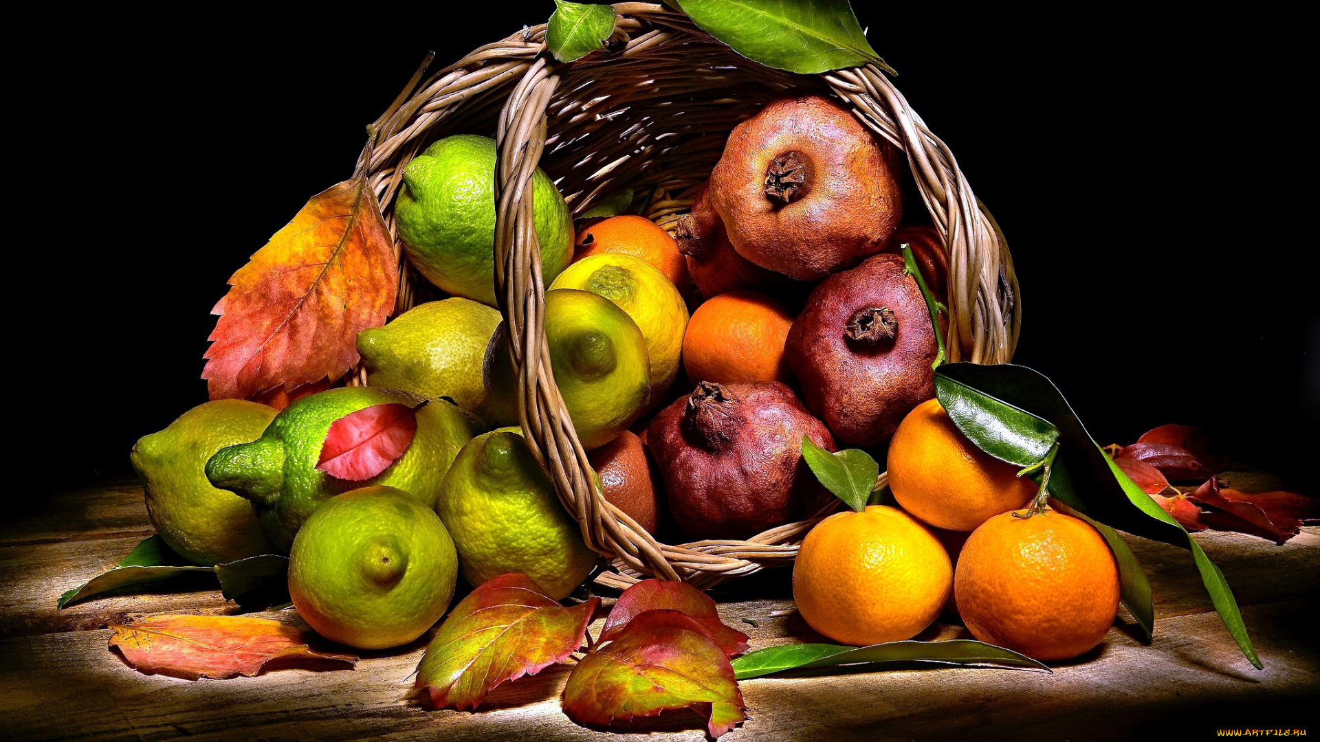 еда, фрукты, , ягоды, мандарин, лимон, гранат