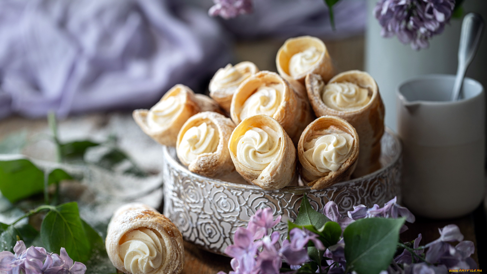 еда, пирожные, , кексы, , печенье, сирень, крем