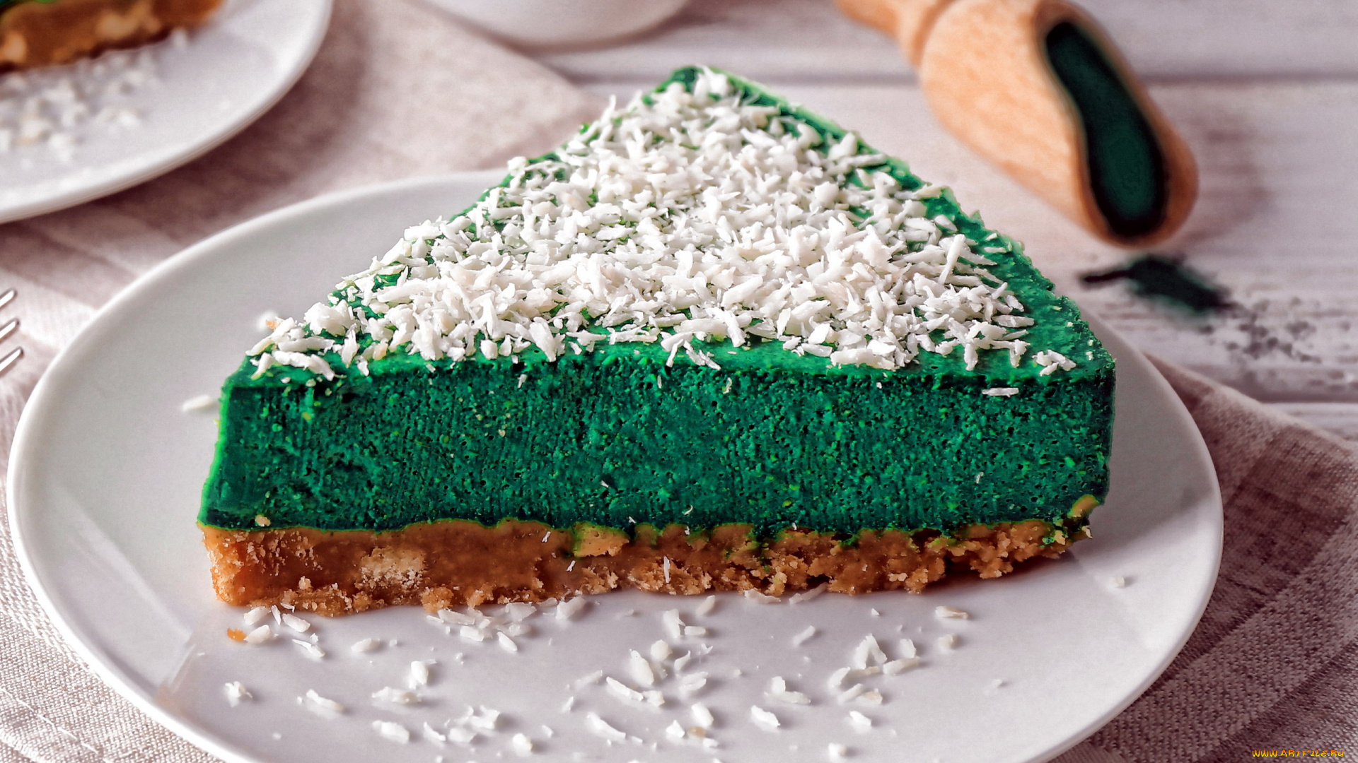 еда, торты, кокосовая, стружка, торт, двухслойный