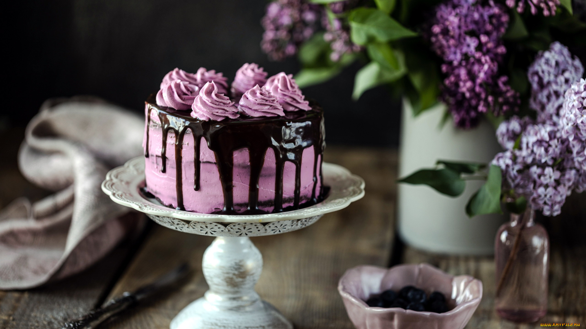 еда, торты, торт, крем, сирень, глазурь