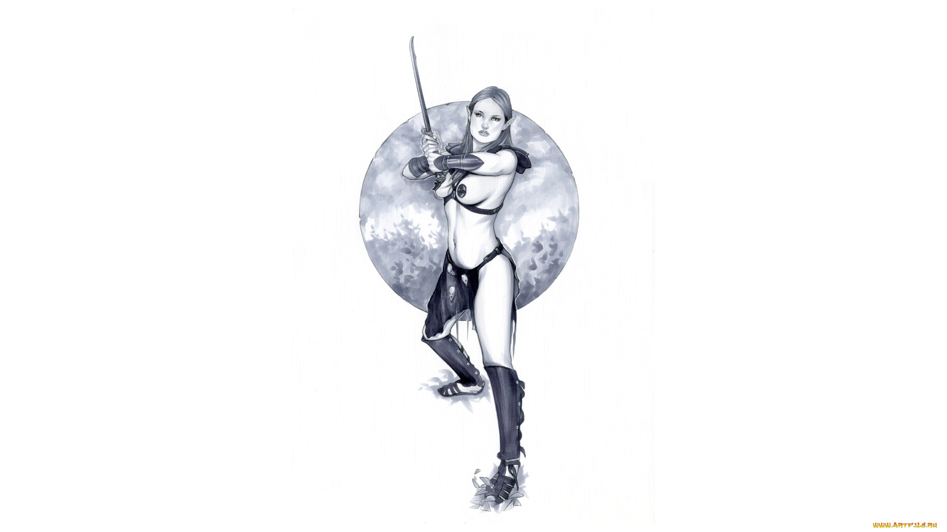 фэнтези, эльфы, униформа, взгляд, фон, девушка