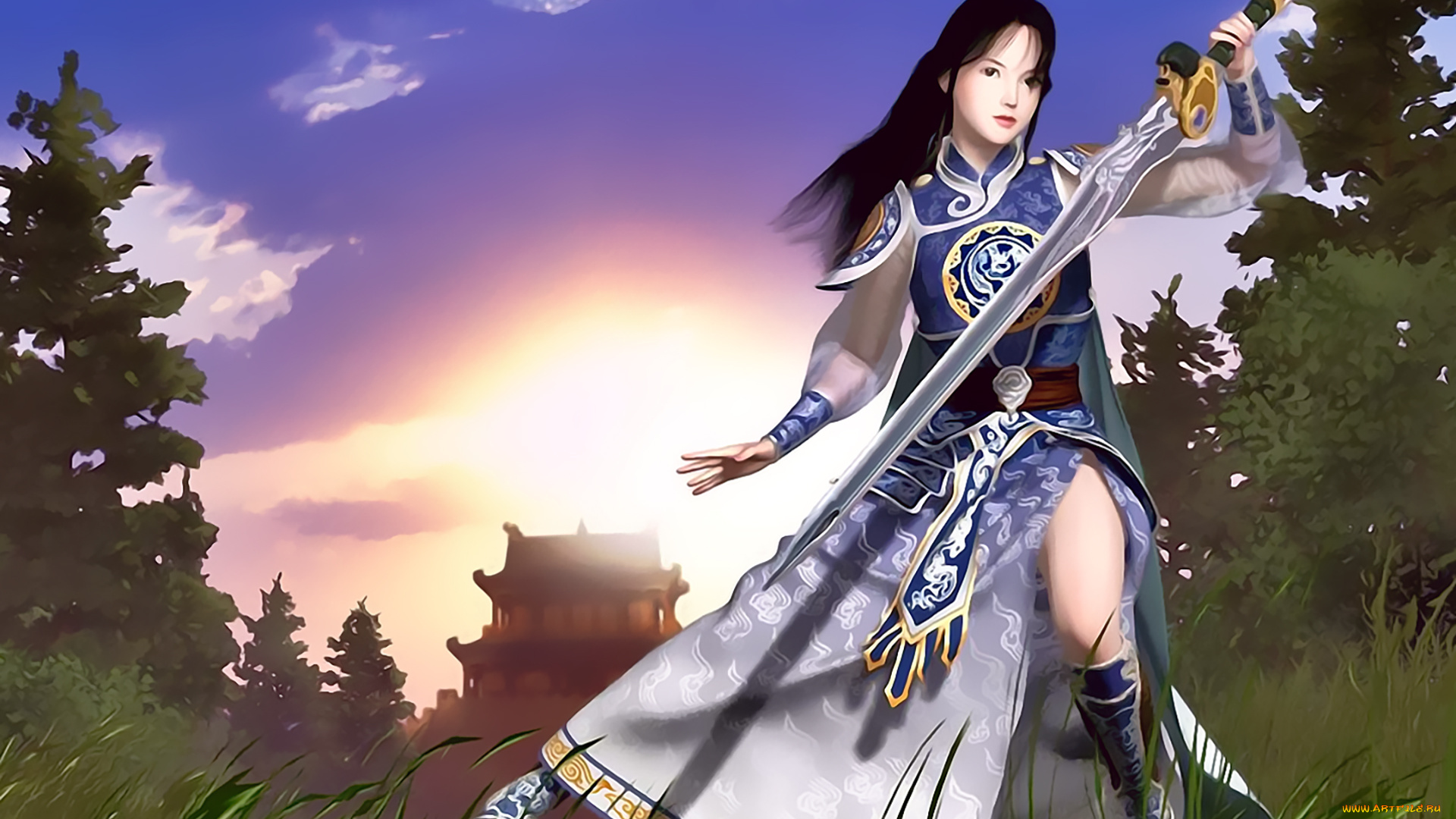 календари, видеоигры, азиатка, девушка, оружие, дом, растение, природа, calendar, 2020