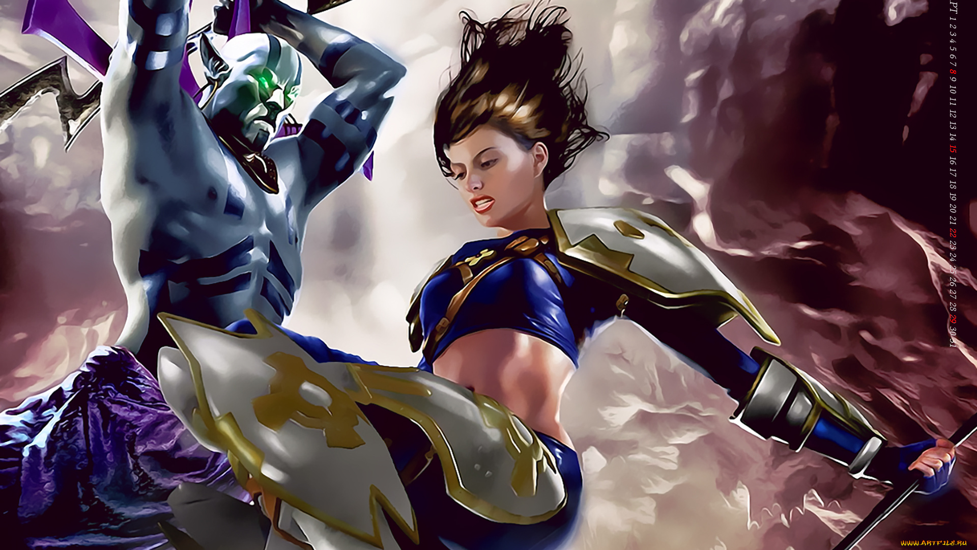 календари, видеоигры, девушка, существо, оружие, calendar, 2020