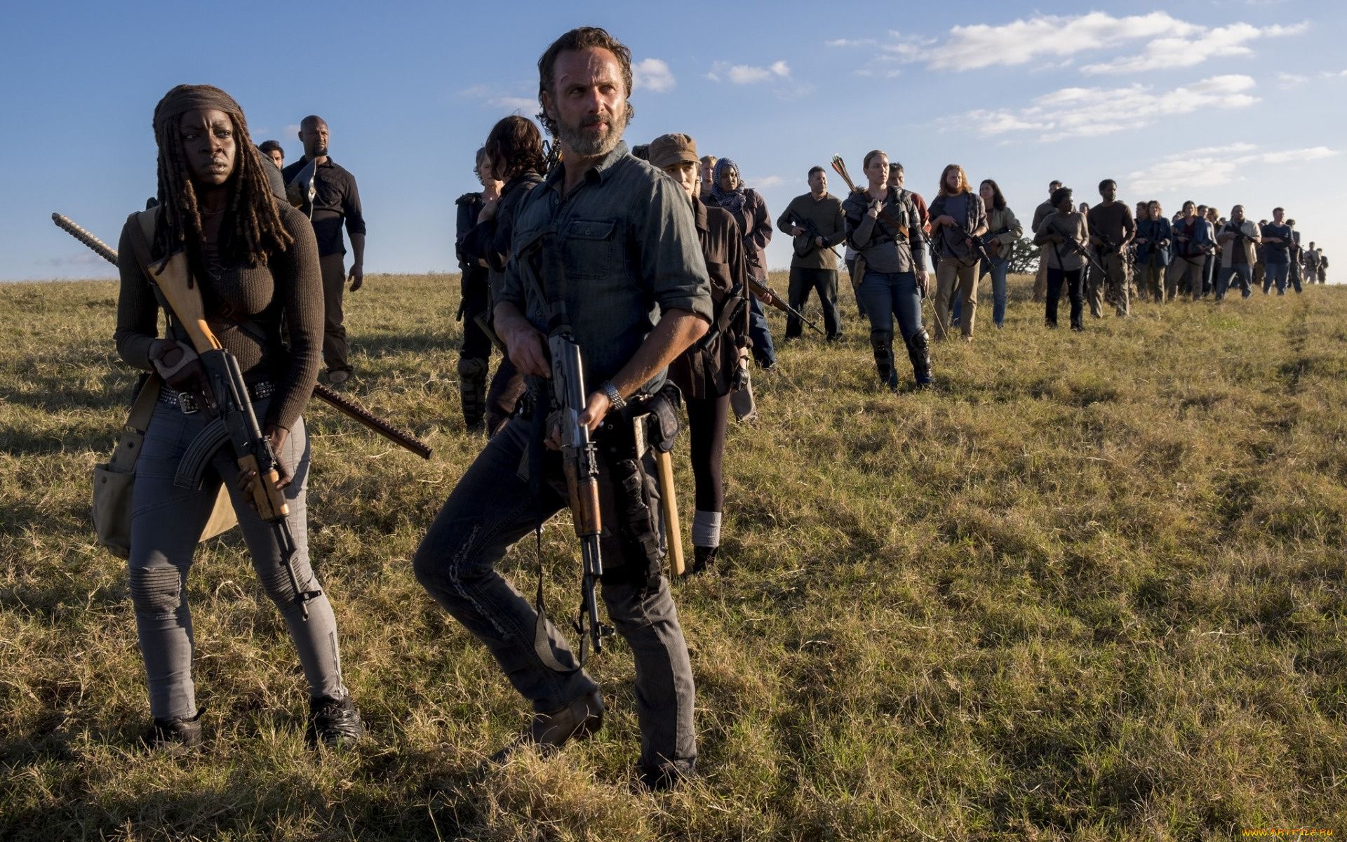 кино, фильмы, the, walking, dead, danai, gurira, andrew, lincoln, rick, michonne