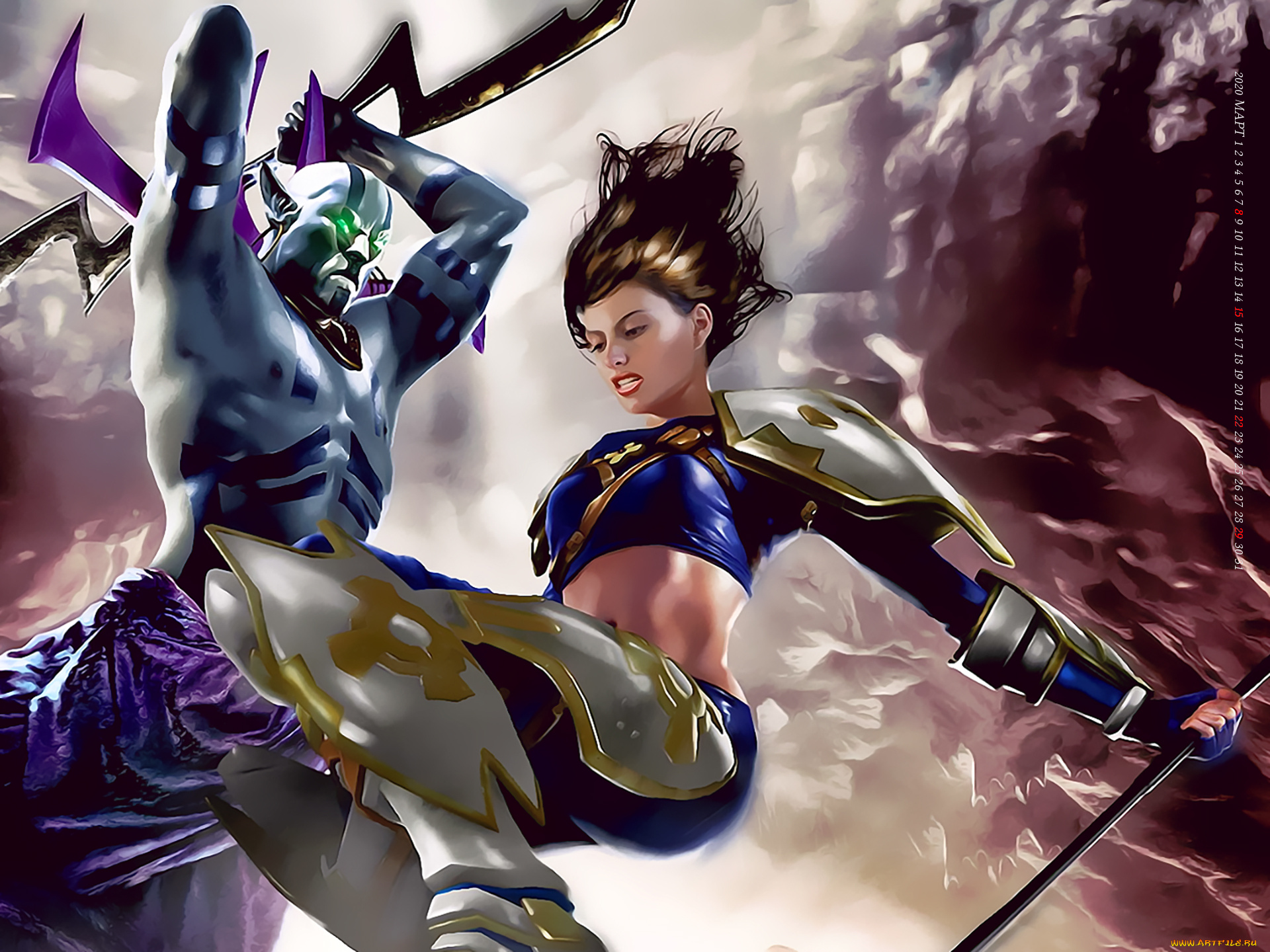 календари, видеоигры, девушка, существо, оружие, calendar, 2020