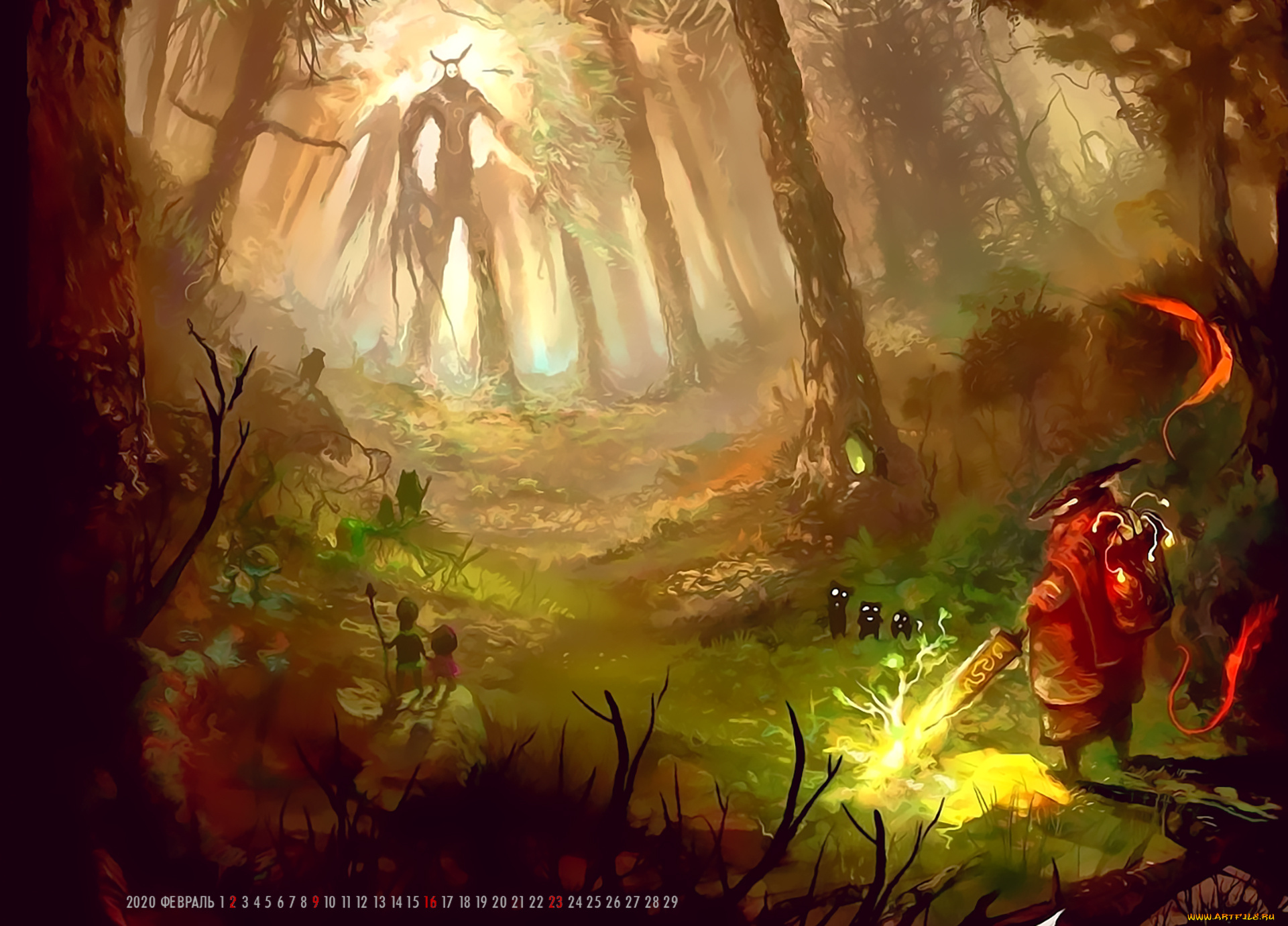 календари, фэнтези, существо, лес, деревья, растение, природа, calendar, 2020