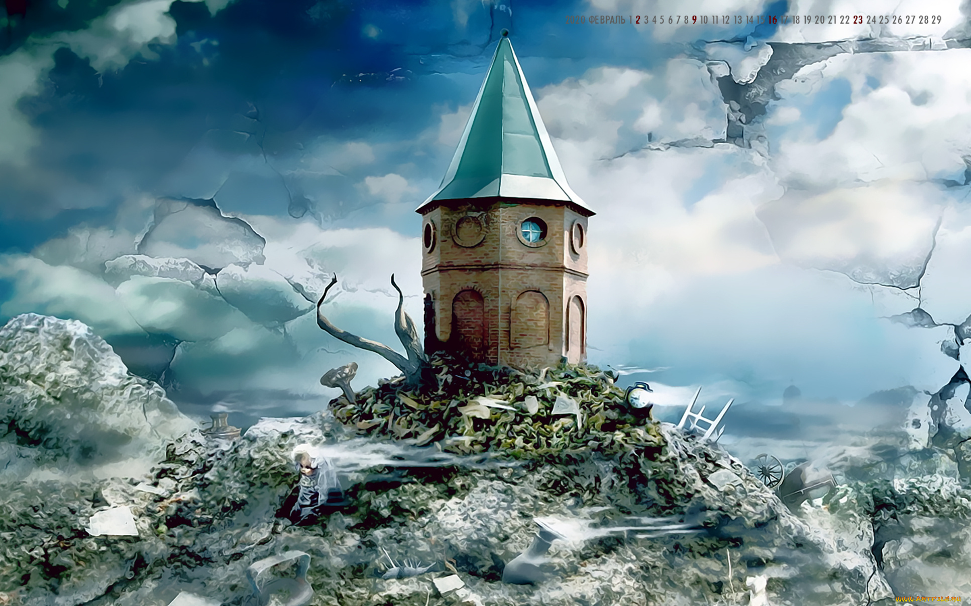 календари, фэнтези, здание, катаклизм, calendar, 2020, хаос