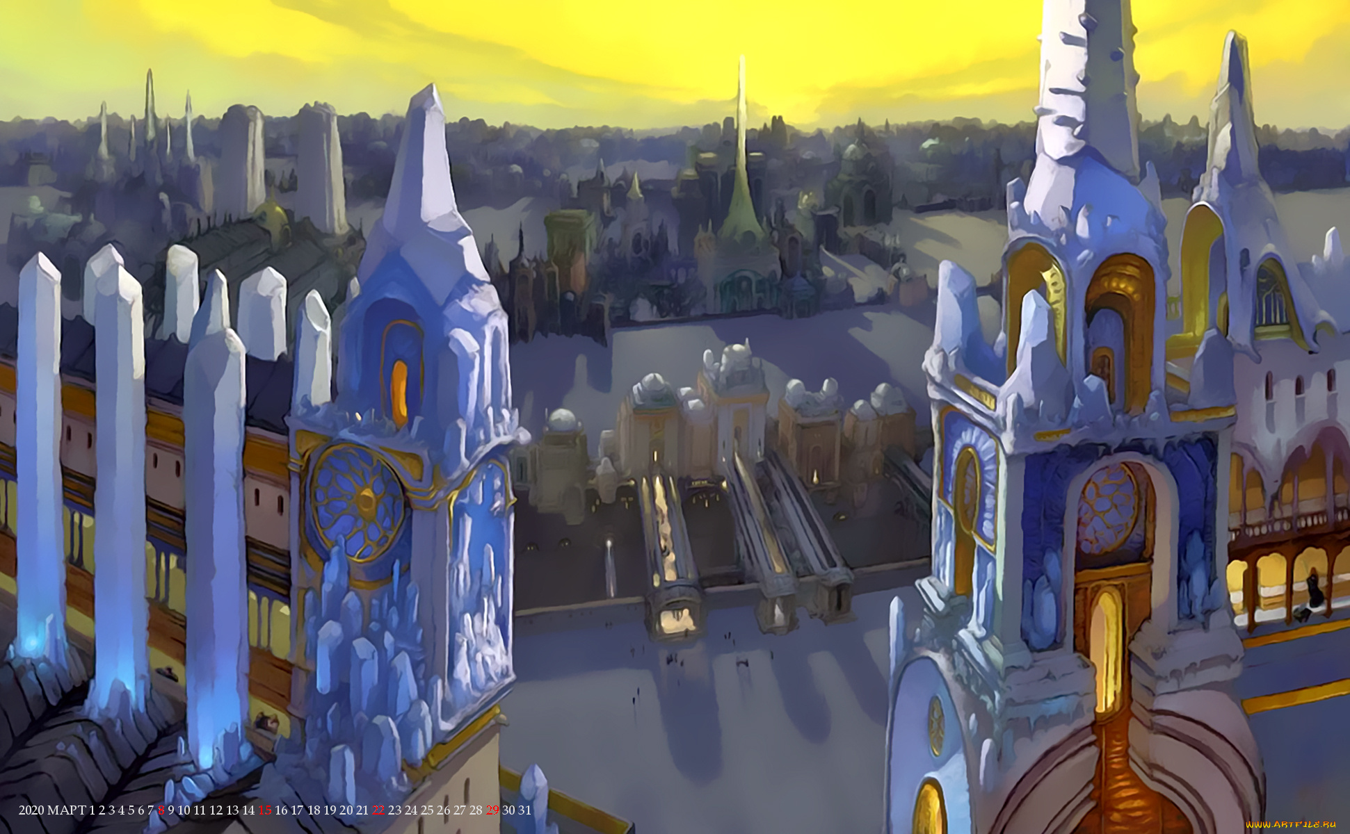 календари, фэнтези, здание, архитектура, город, 2020, calendar