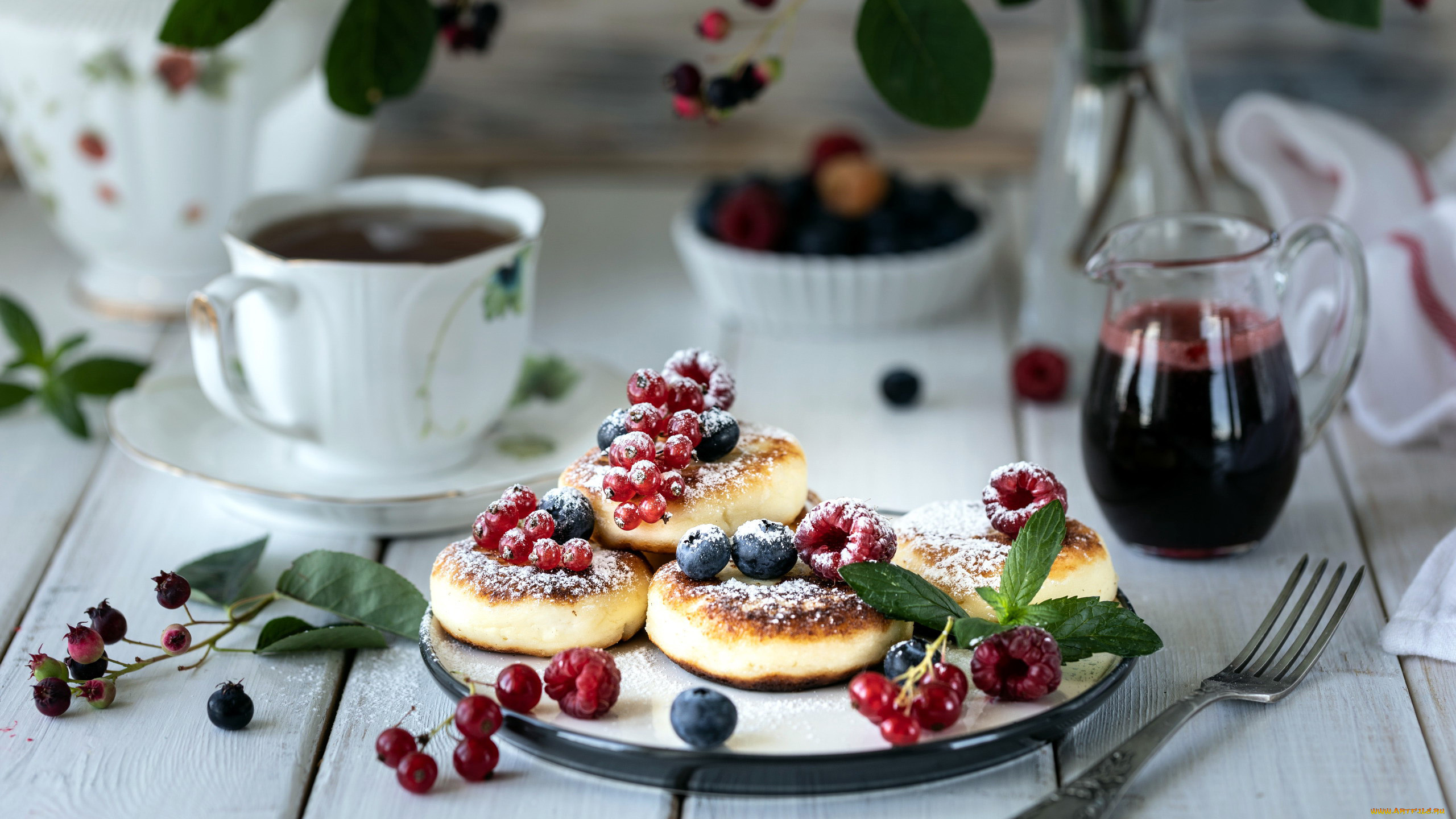 еда, блины, , оладьи, сироп, ягоды, сырники