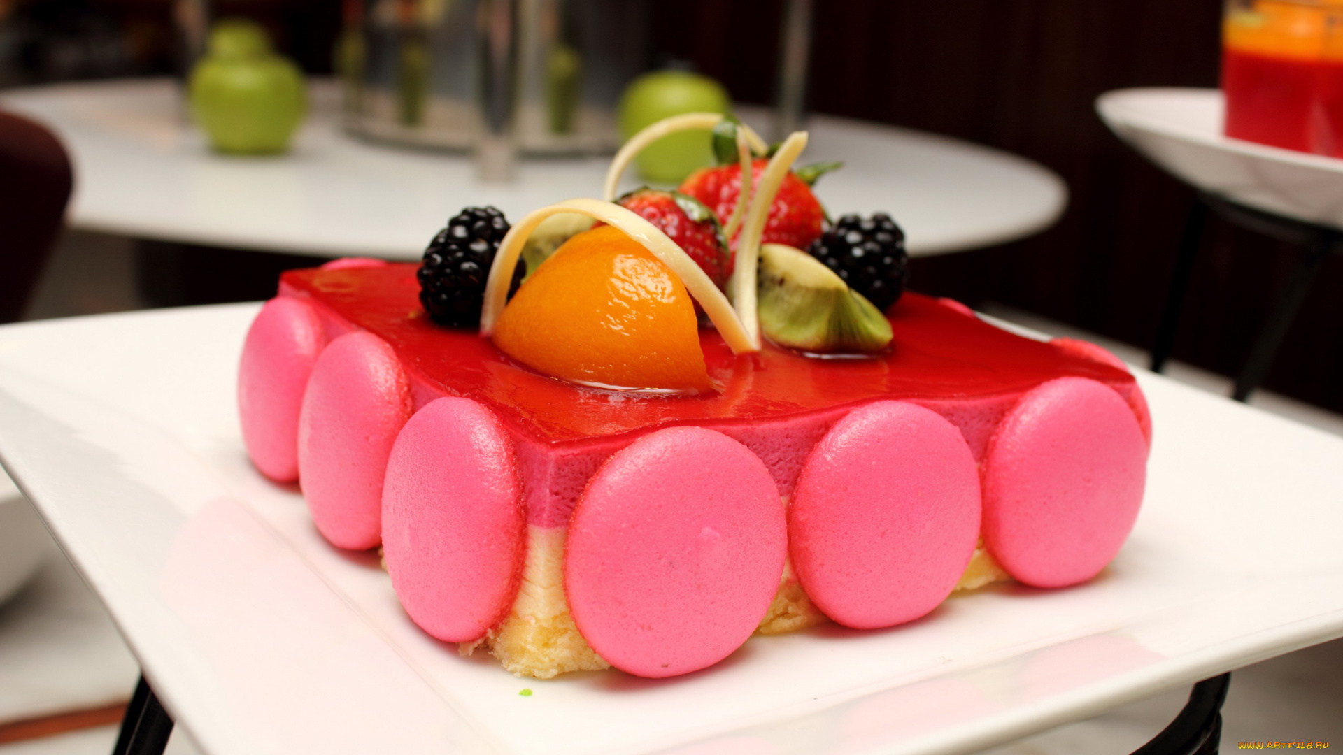 еда, торты, ягоды, торт, желе, макаруны