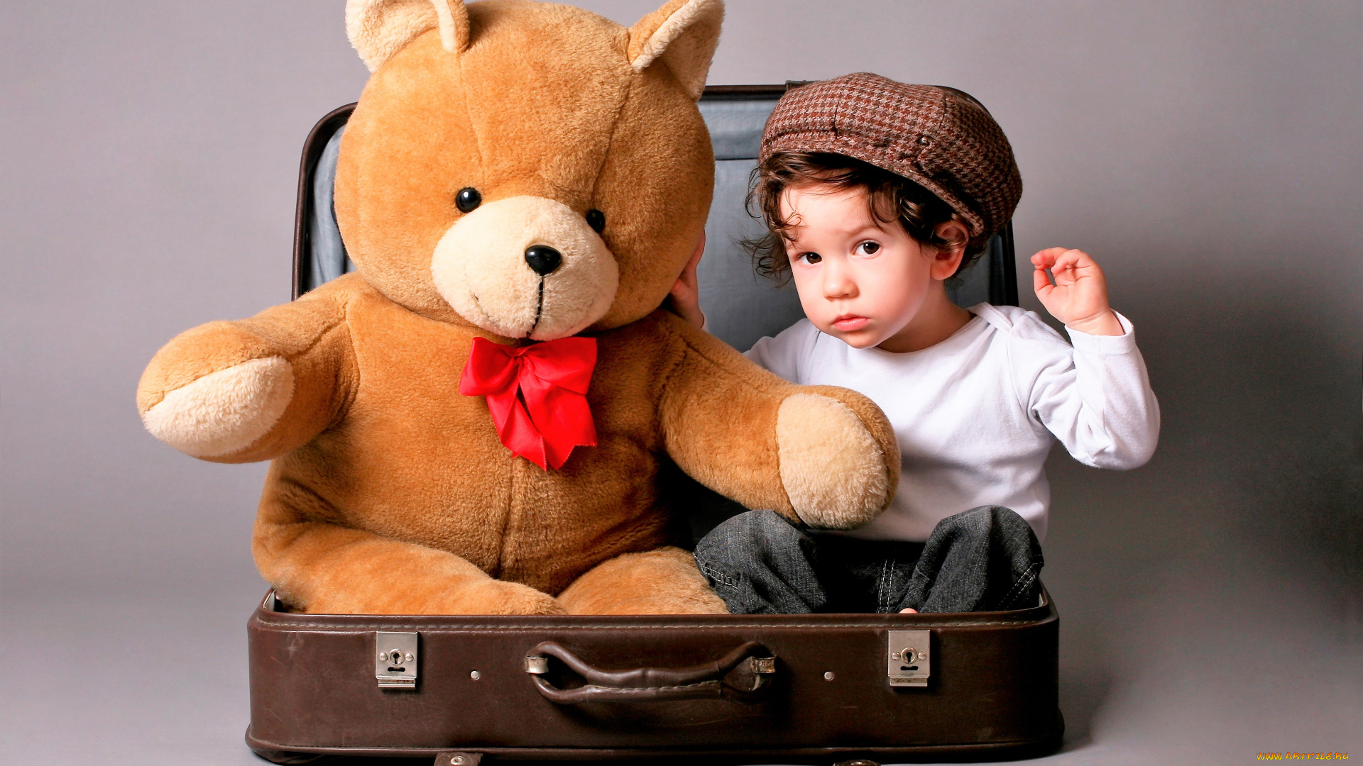 разное, дети, мальчик, мишка, чемодан