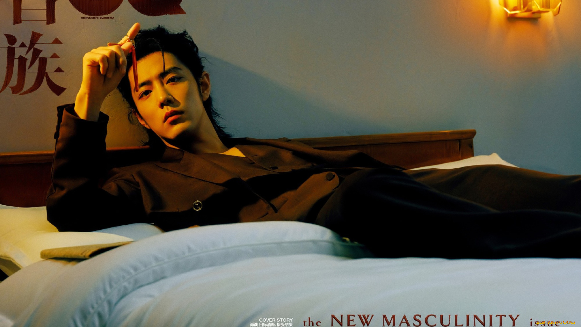 мужчины, xiao, zhan, актер, костюм, постель